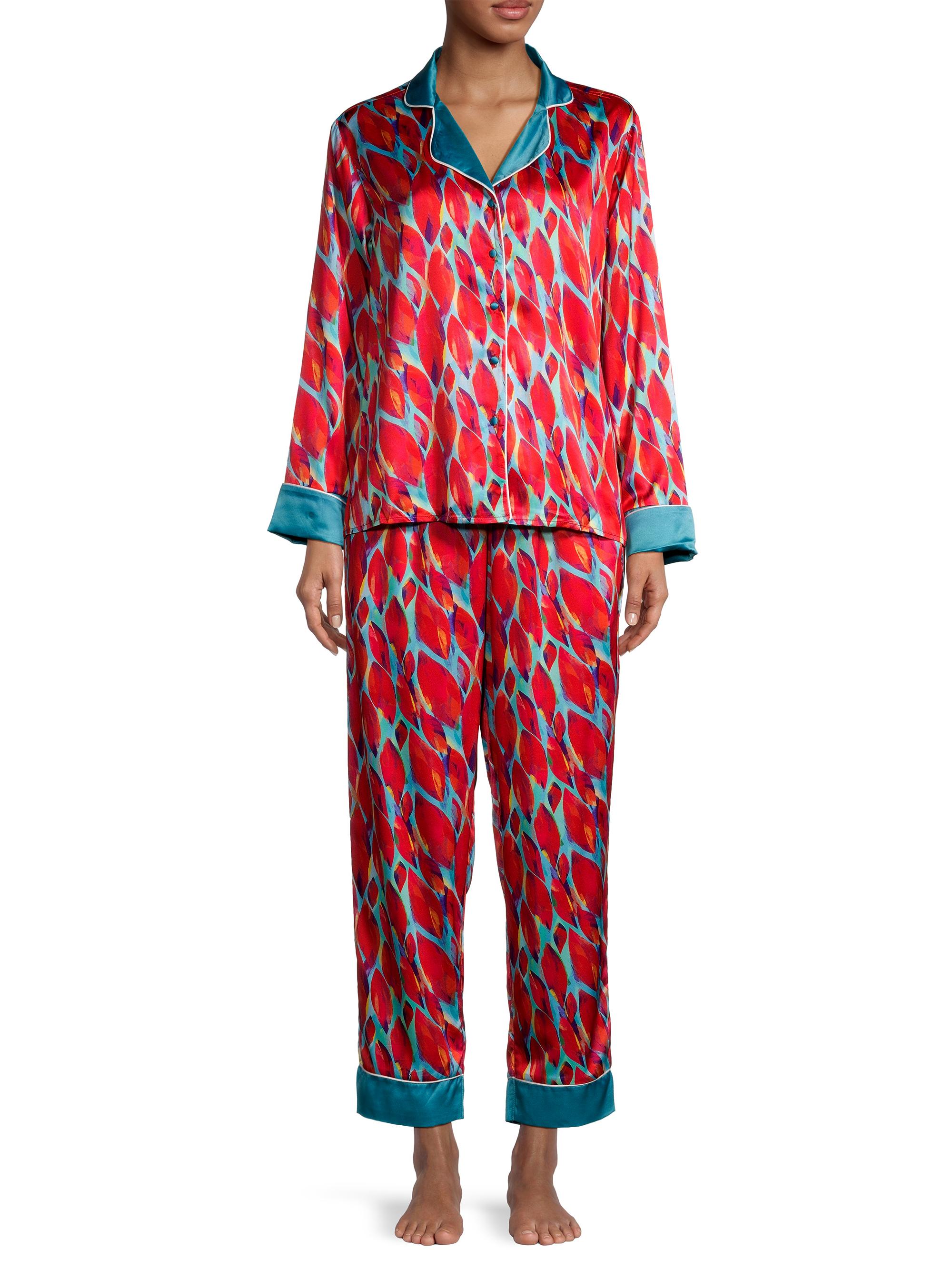 Averie Women's Margot Long Pajama Set - Red Multi | Thumbnail 3