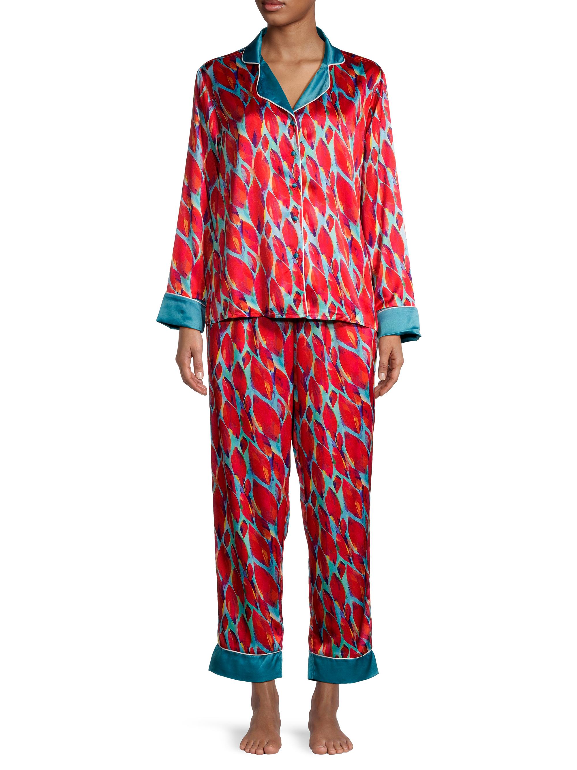 Averie Women's Margot Long Pajama Set - Red Multi | Thumbnail 2