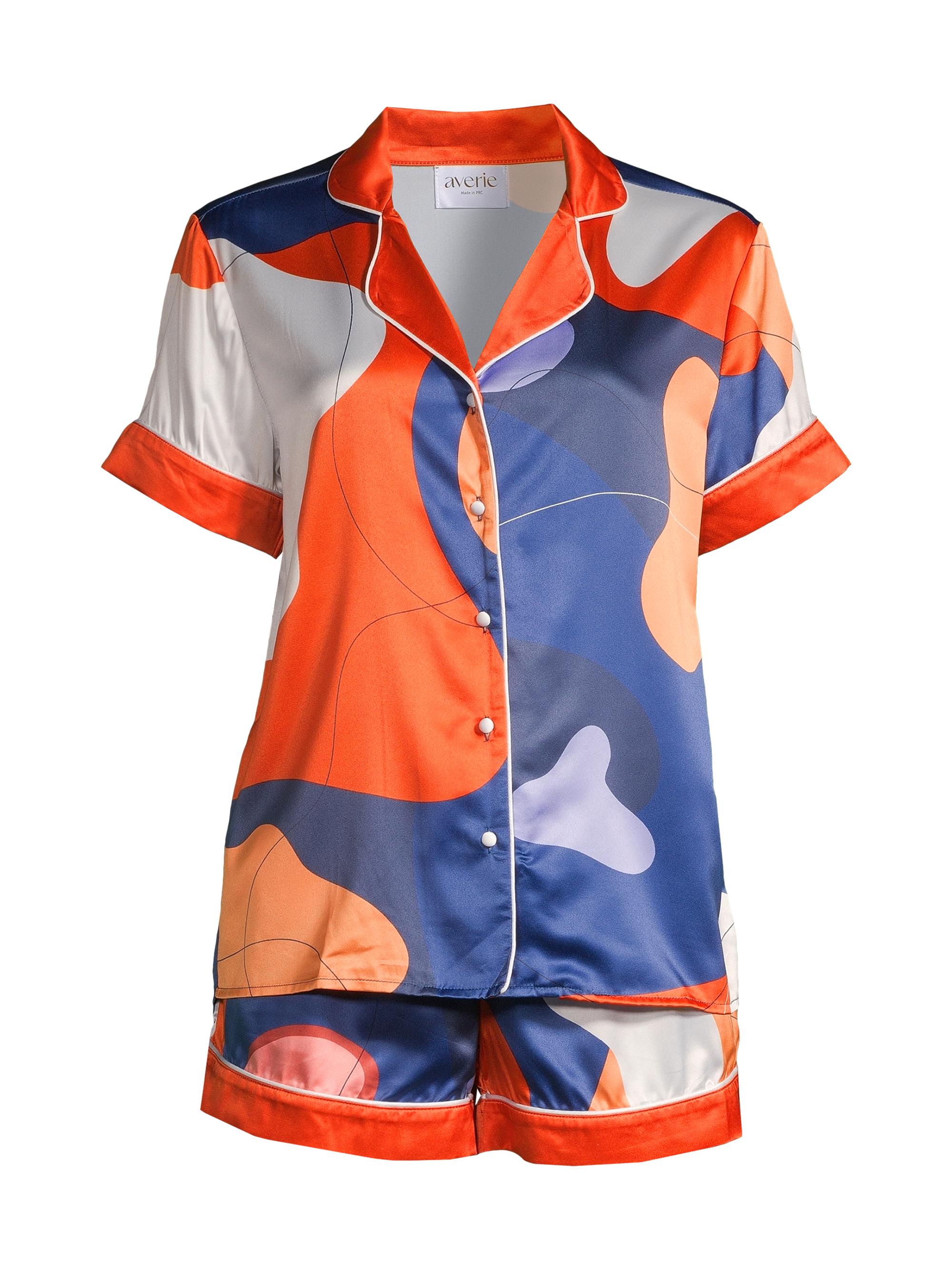 Averie Sleep Women's Brigitta Short Pajama Set - Orange Multi