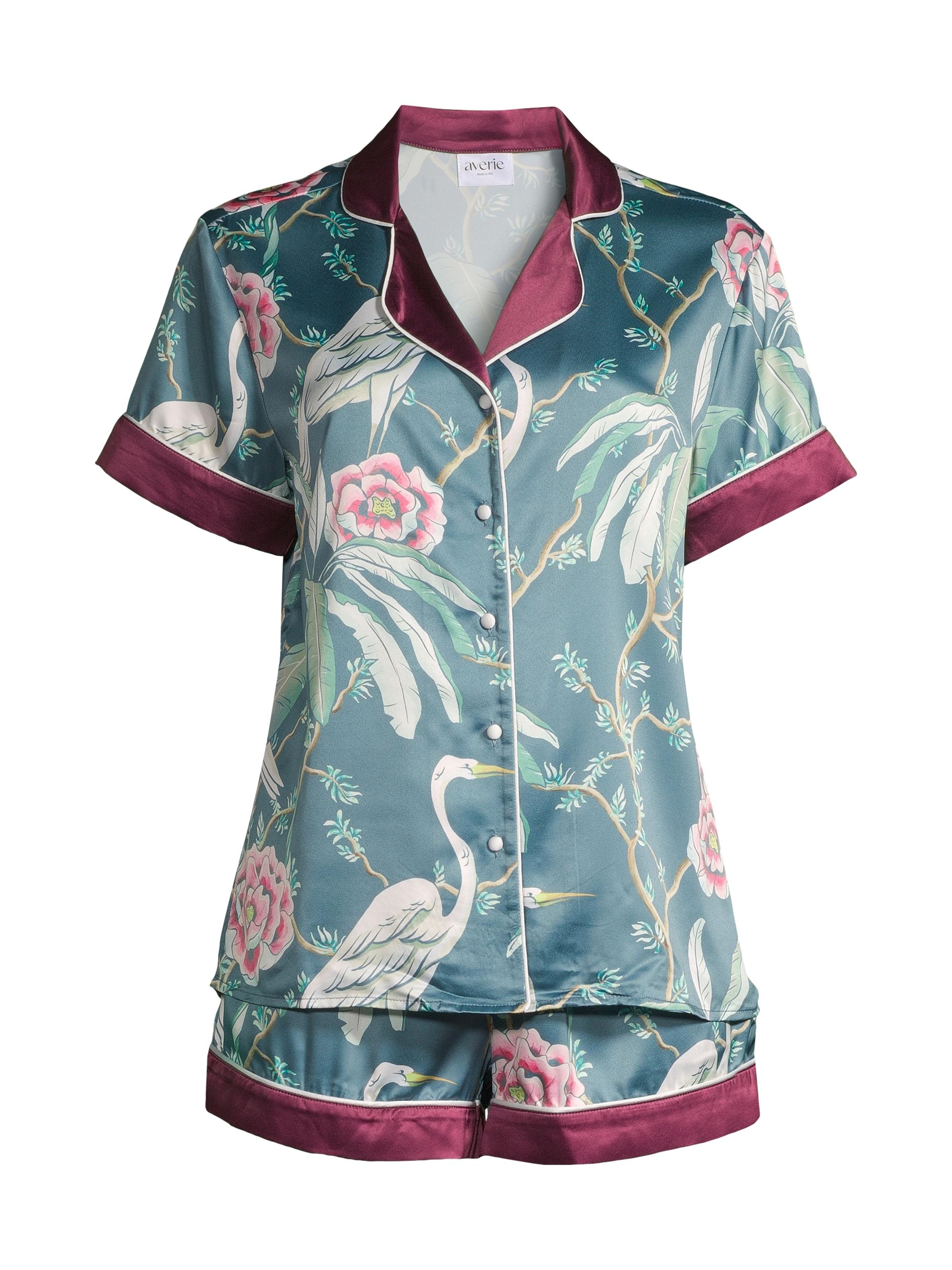 Averie Sleep Women's Ella Short Pajama Set - Green Multi
