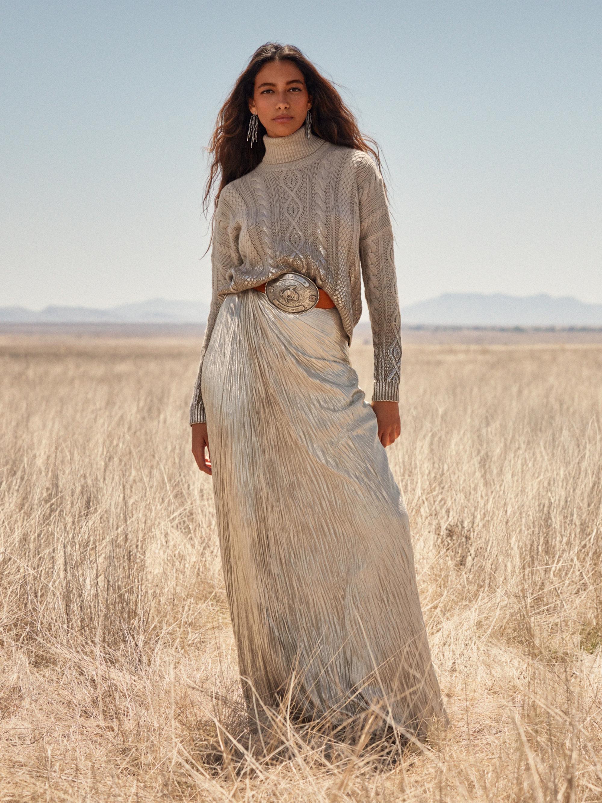 Ralph Lauren Collection Duvall Metallic Jersey Maxi Skirt | Saks