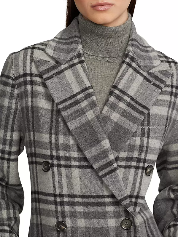 Shop Ralph Lauren Collection Connery Plaid Double-Face Wool Coat