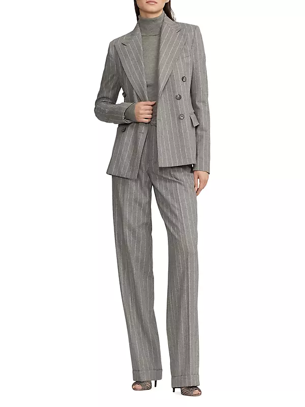 Flannel pinstriped pants in grey - Fendi