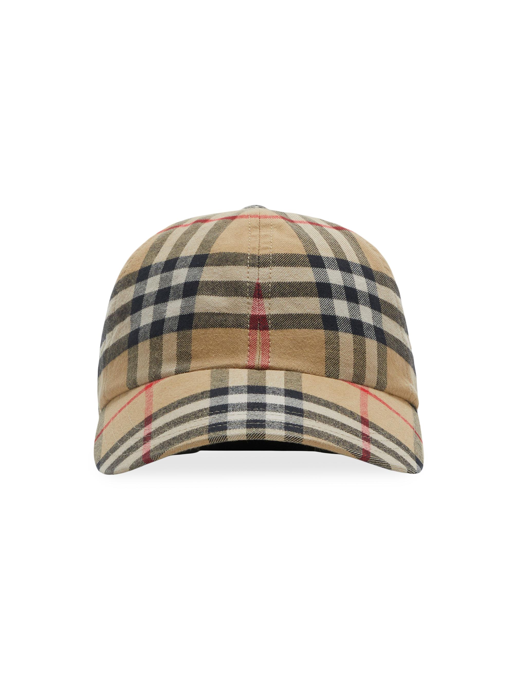 Burberry Bucket Children#39;s Hat Vintage Check Cotton Archive Beige