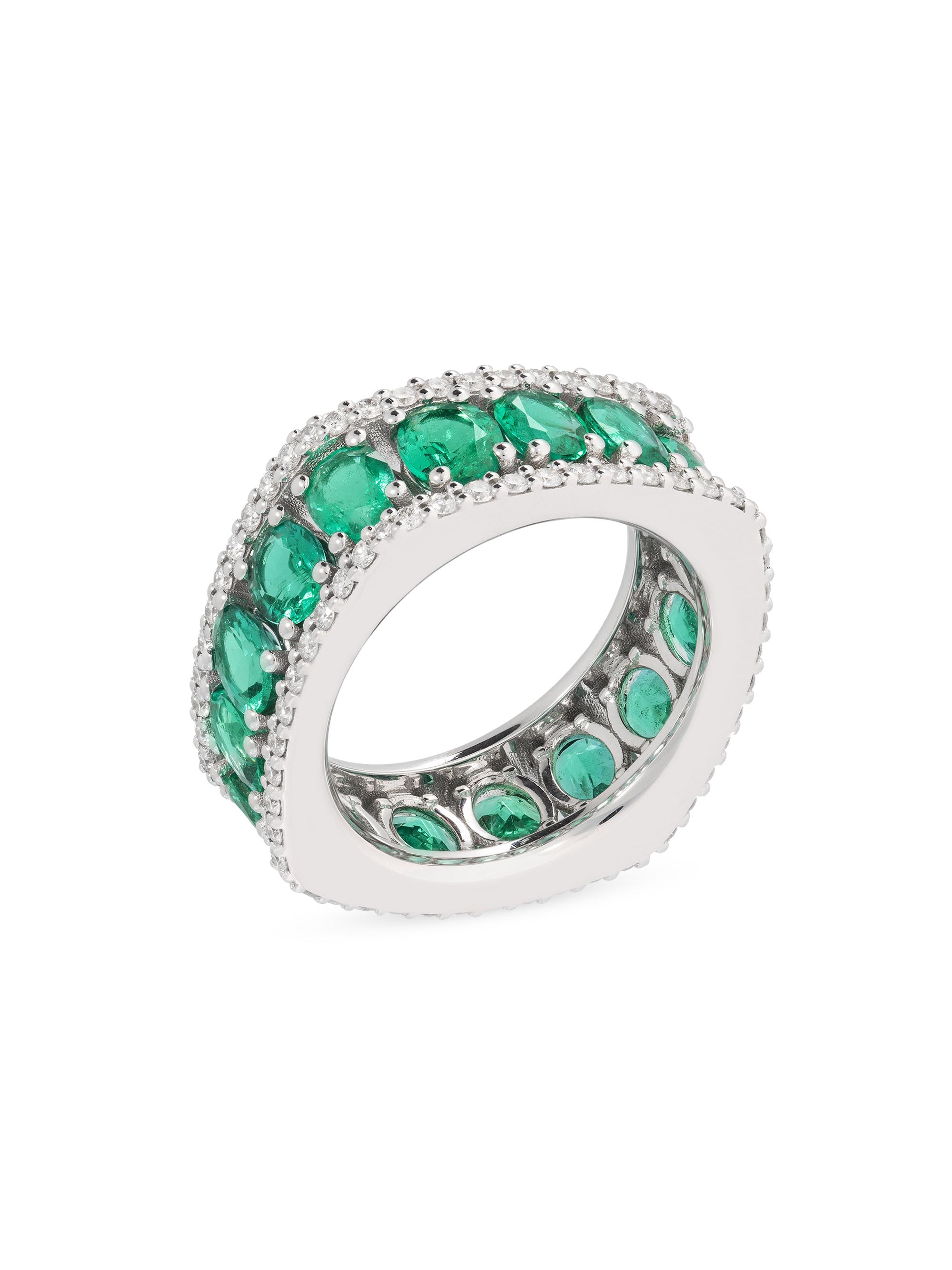Miseno Women's Procida 18K White Gold, Diamond & Emerald Band Ring - White Gold