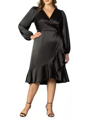 satin wrap dress