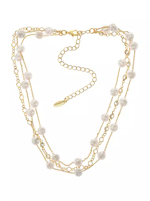 Shop Ettika 18K Gold-Plated & Freshwater Pearls Triple-Layered Necklace ...