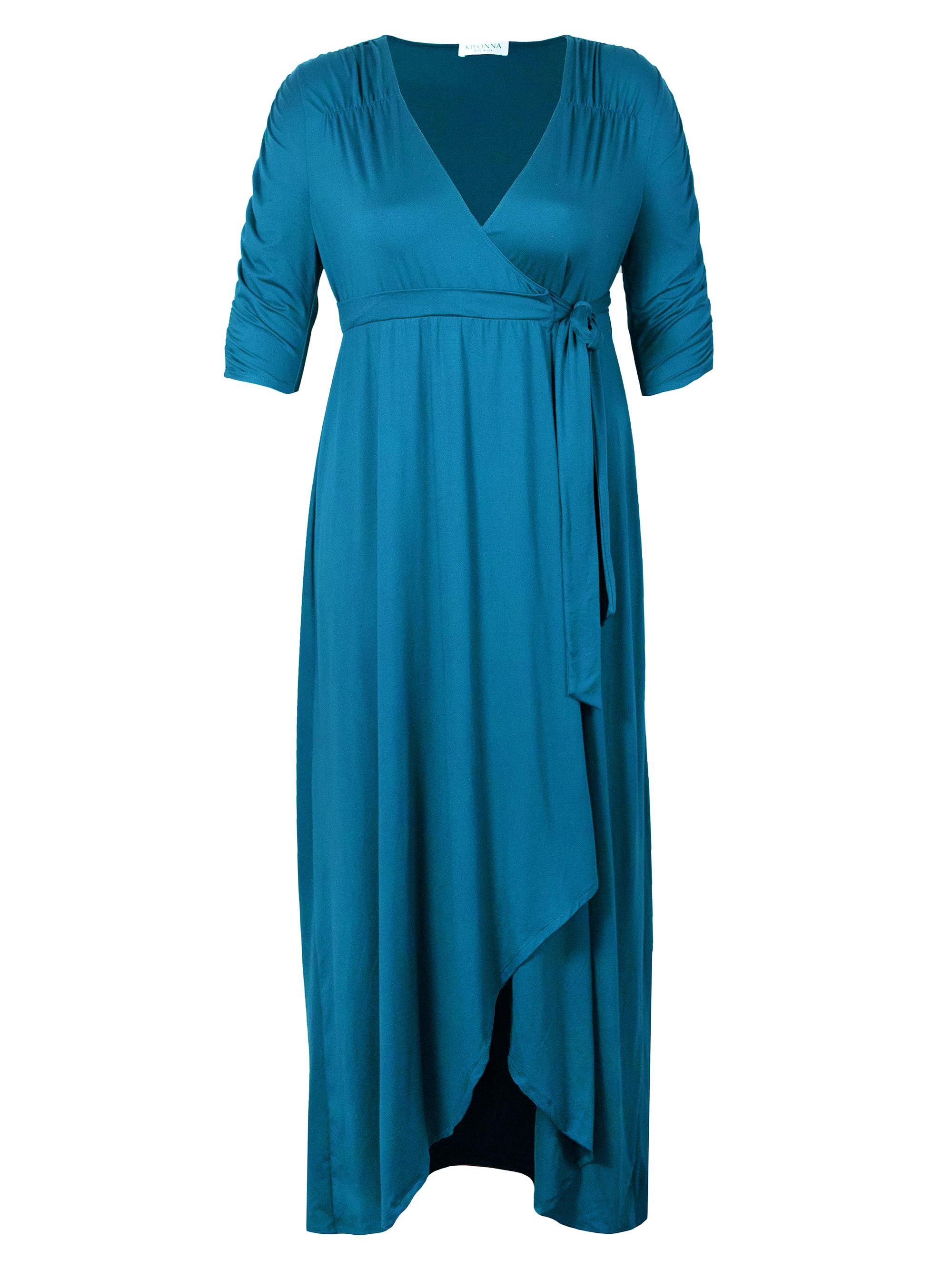 Kiyonna Women's Plus Meadow High-Low Maxi Dress - Teal Topaz