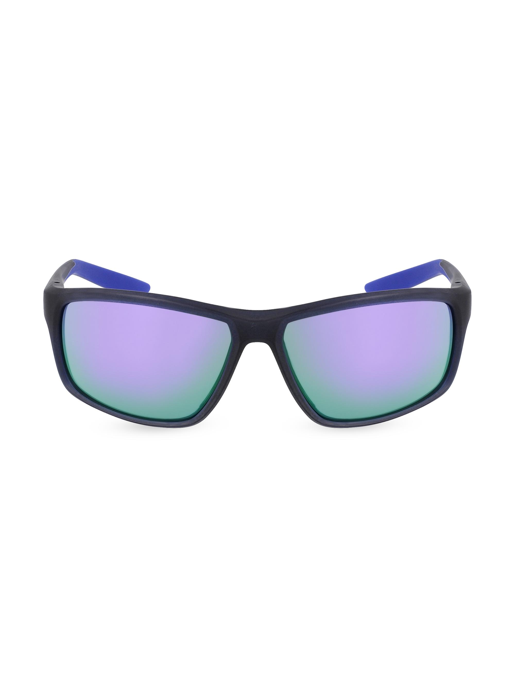 Nike Men's Performance Adrenaline 64MM Rectangular Sunglasses - Matte Obsidian Violet Mirror