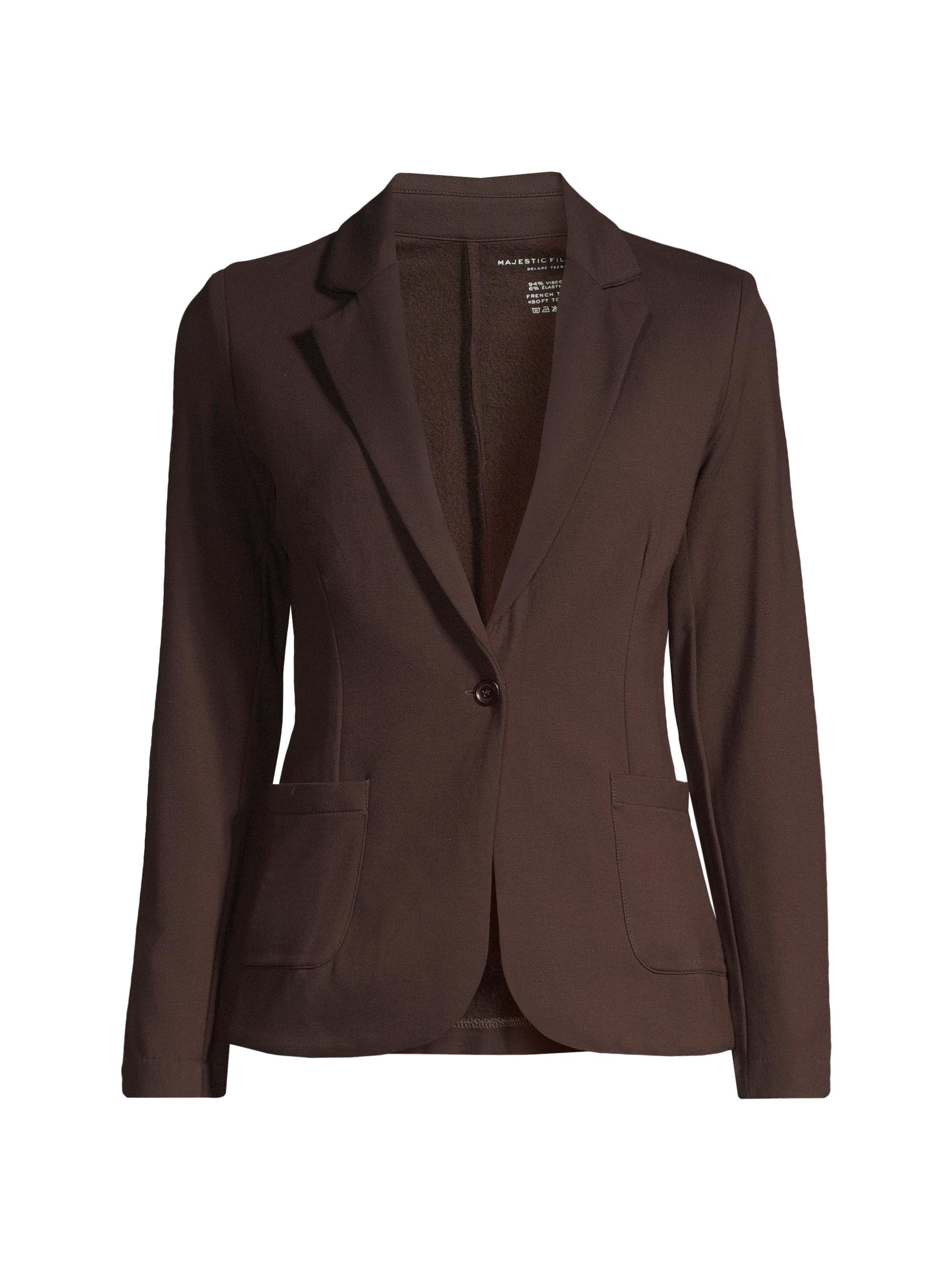 Majestic Filatures Women's Single-Breasted French Terry Blazer - Aubergine