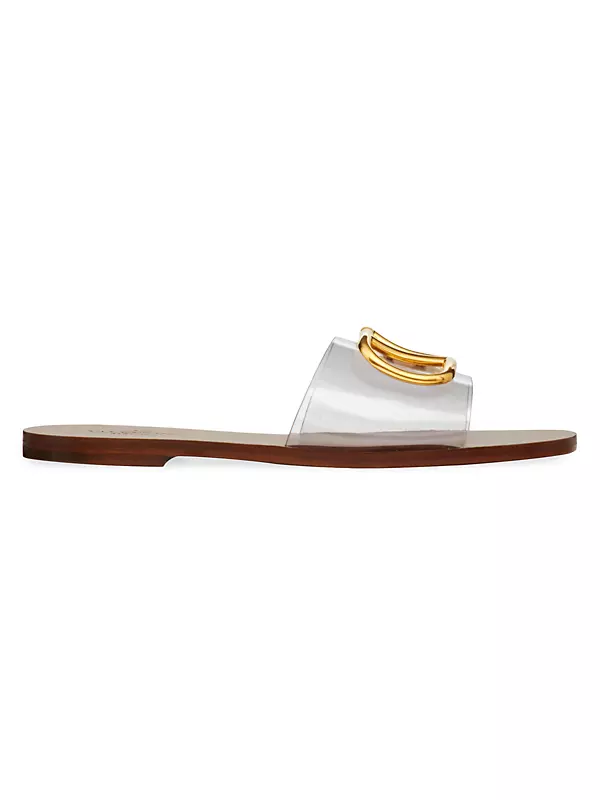 Shop Valentino Garavani Vlogo Signature Transparent Polymer Slide Sandals