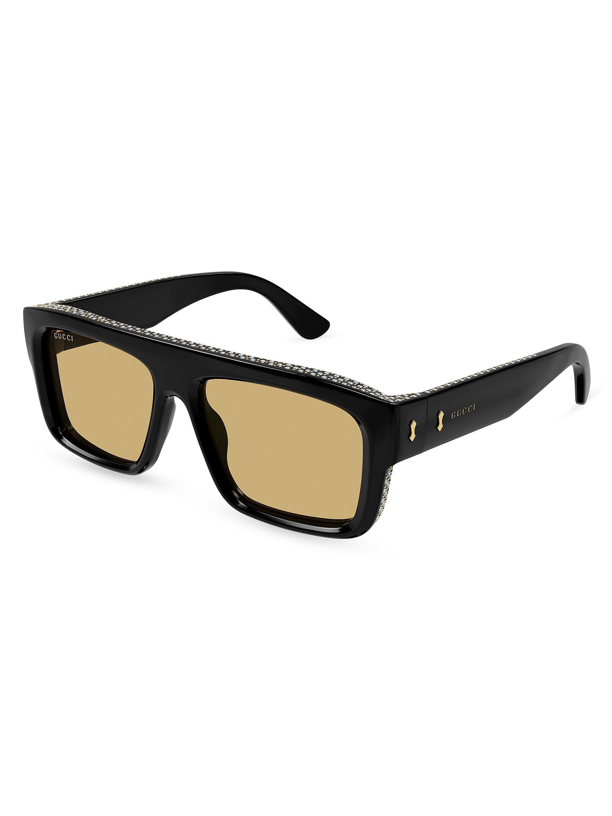 Gucci Men's Decor Squared Recycled Acetate Sunglasses - Black