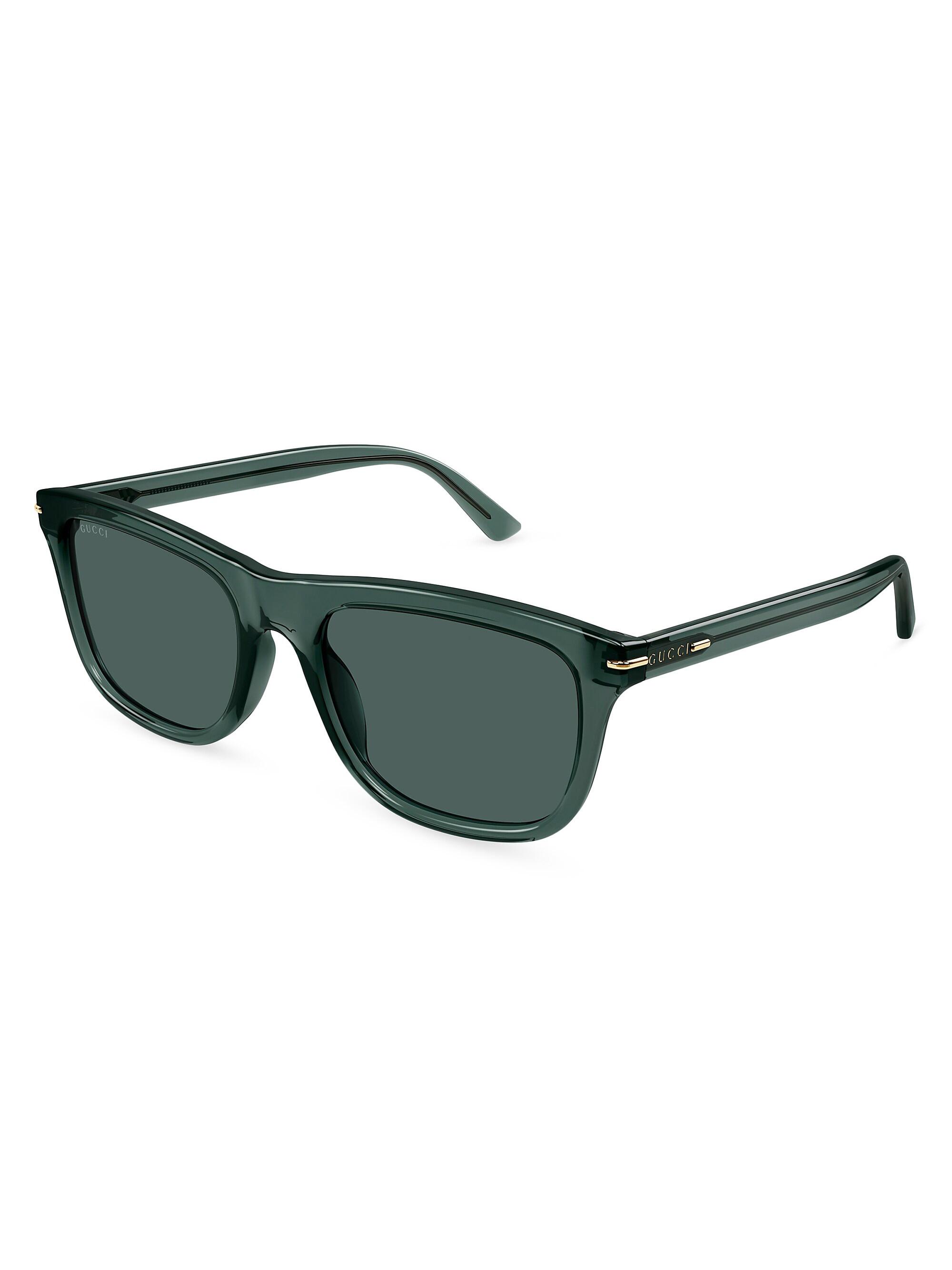 Gucci Men's GG Line Squared Recycled Acetate Sunglasses - Green