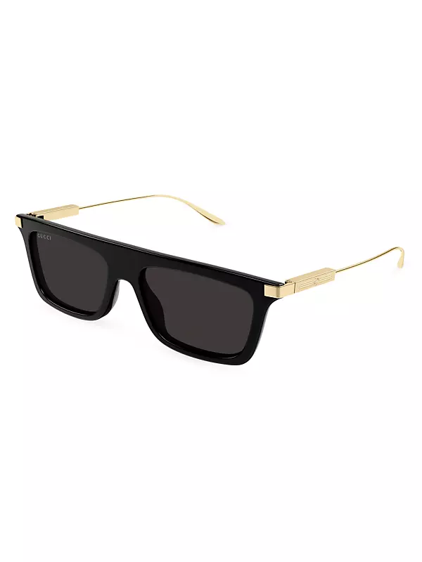 Gucci Back To Web Rectangular Recycled Acetate & Metal Sunglasses