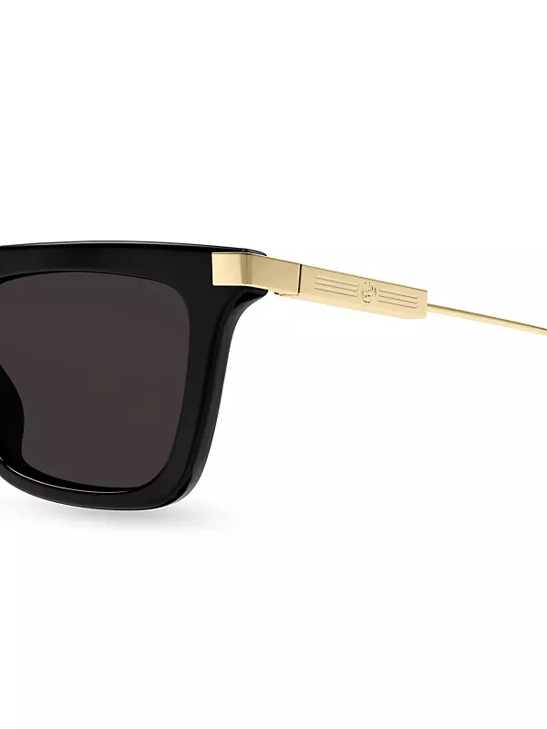 Gucci Back To Web Rectangular Recycled Acetate & Metal Sunglasses
