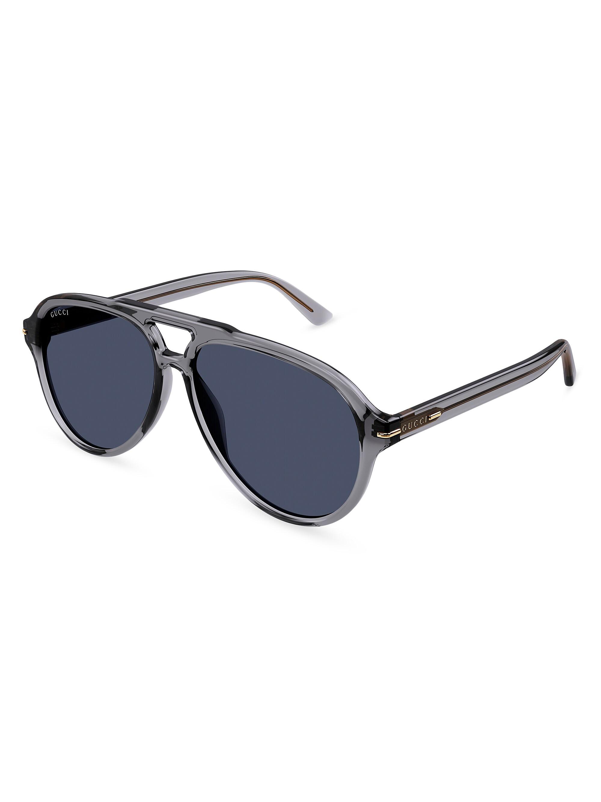 Gucci Men's GG Line Pilot Recycled Acetate Sunglasses - Grey
