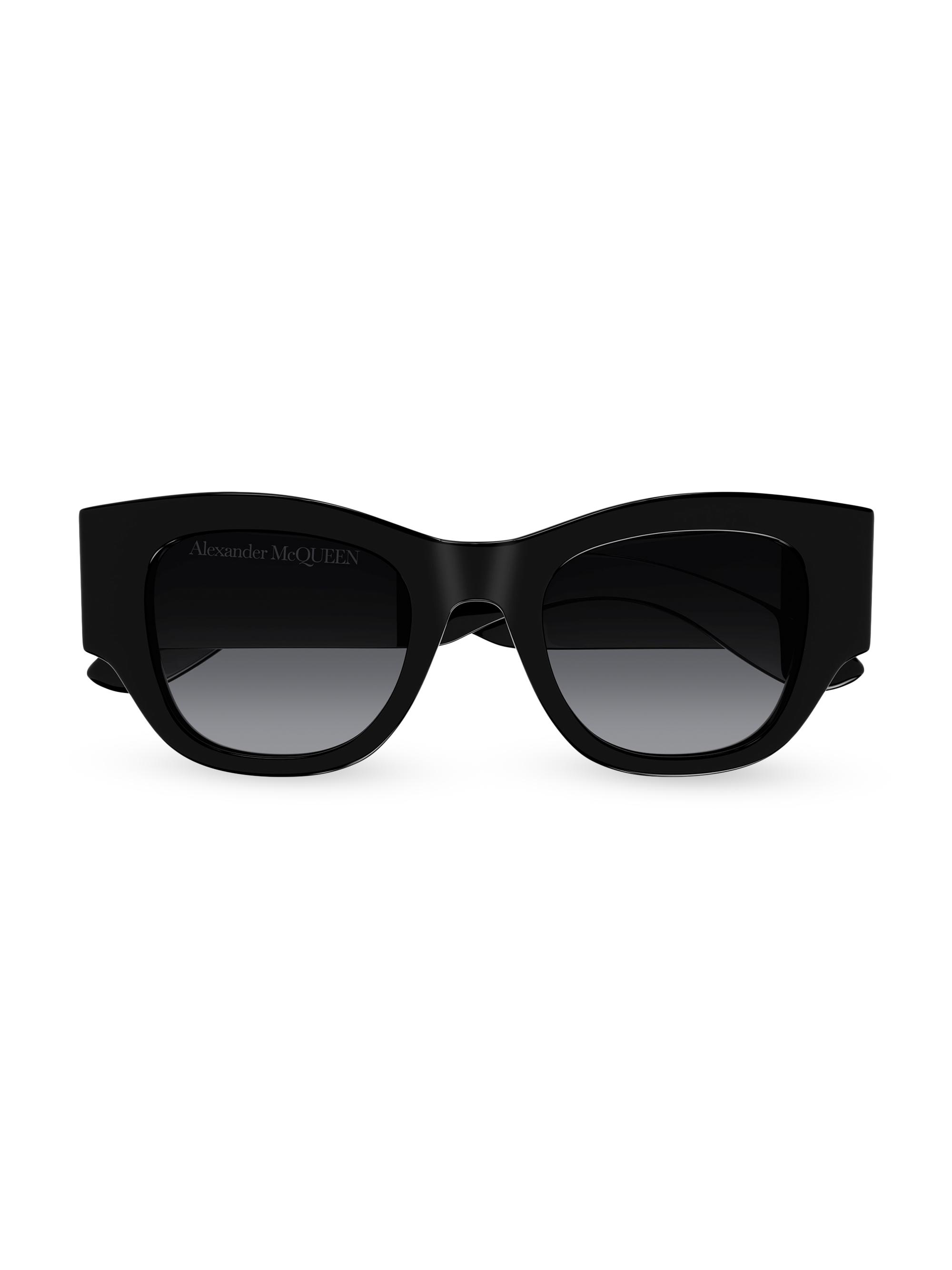 McQueen Men's Angled 50MM Square Sunglasses - Black