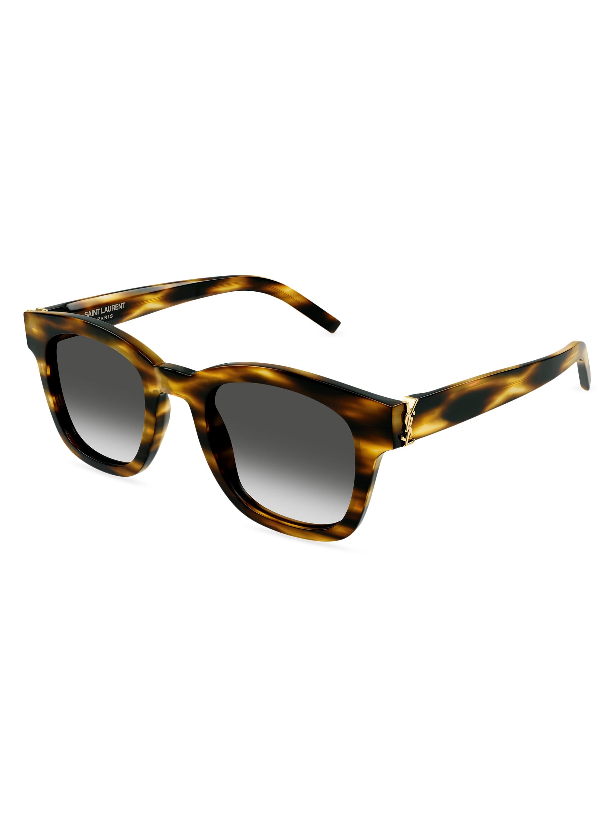 Saint Laurent Men's Monogram Hinge 49MM Square Sunglasses - Havana