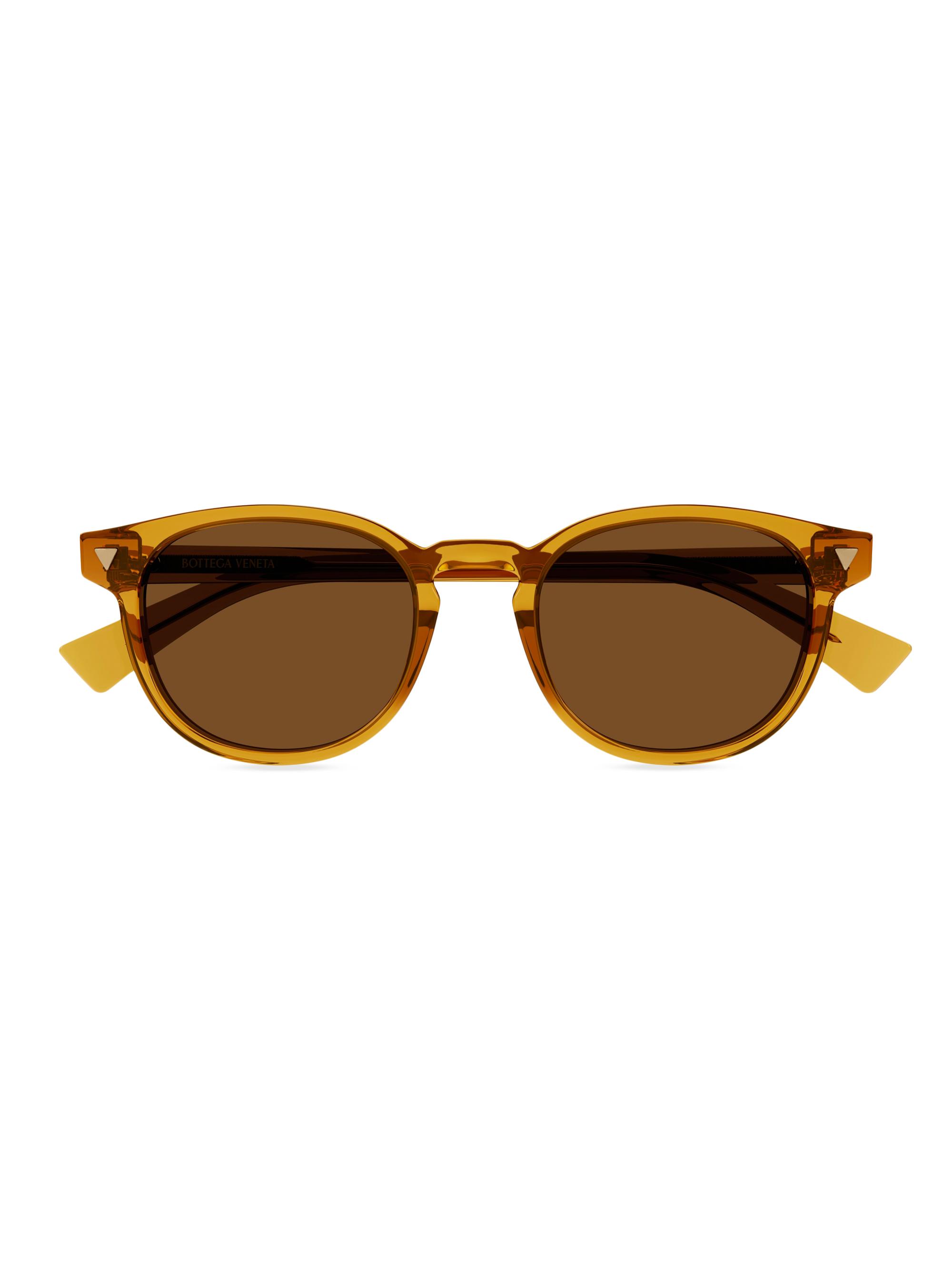 Bottega Veneta Men's Triangle Stud 50MM Round Sunglasses - Yellow