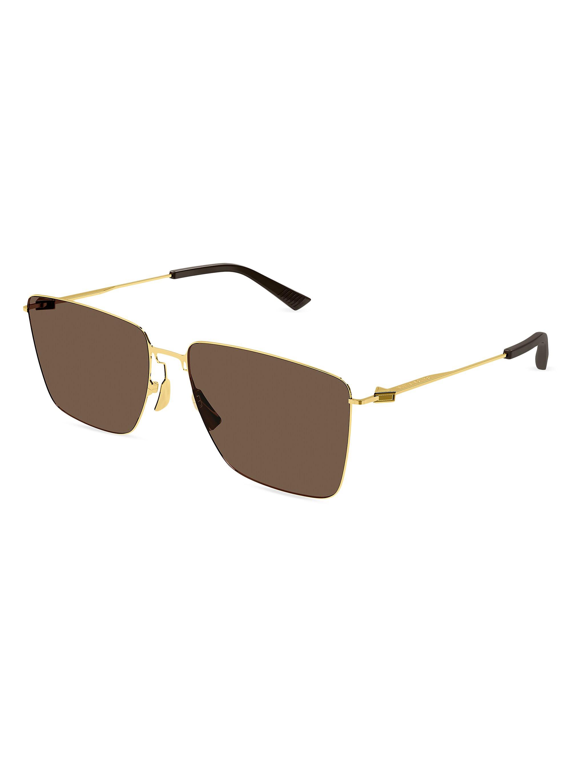 Bottega Veneta Gold Rectangular Sunglasses