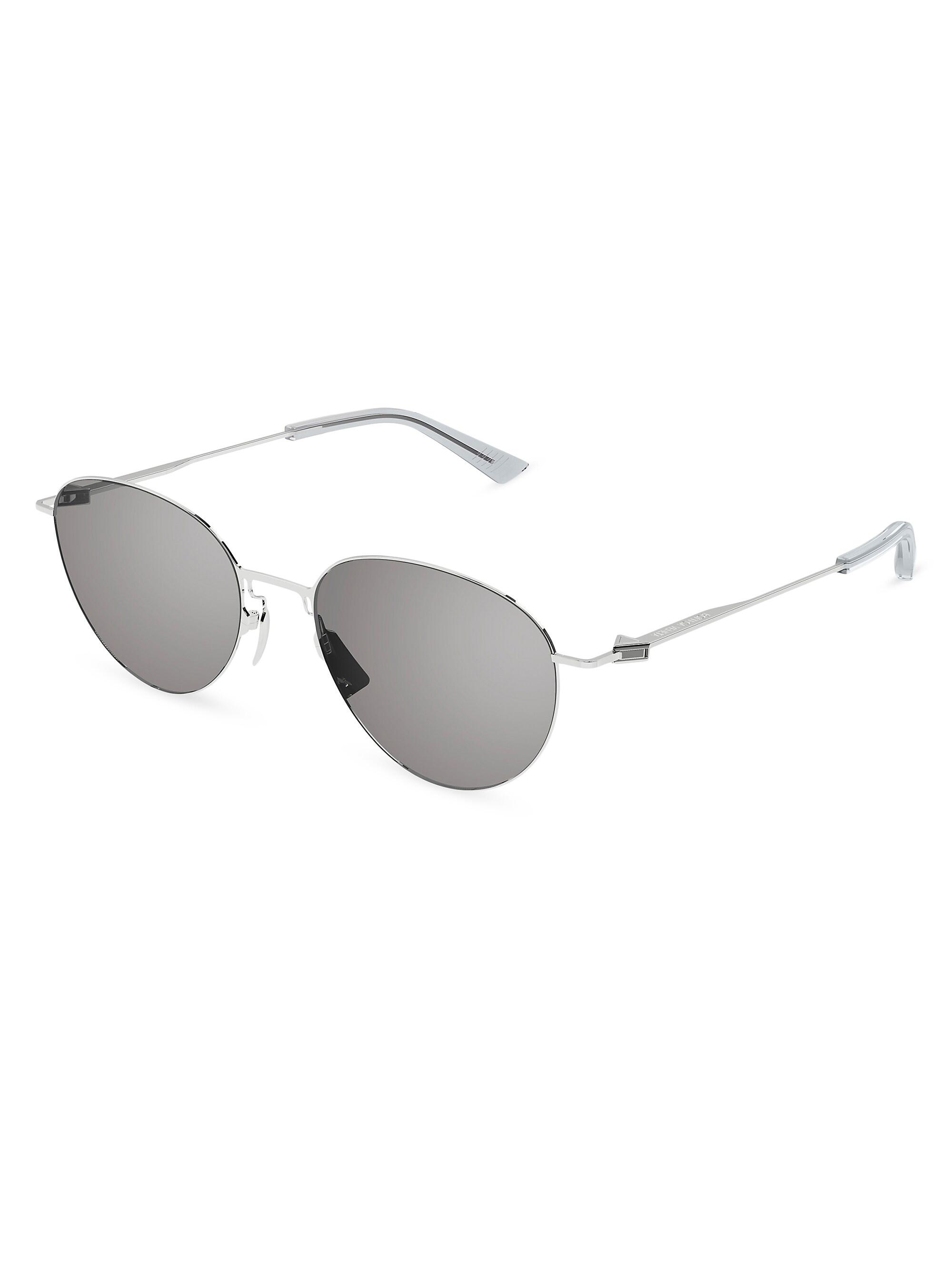 Bottega Veneta Men's Thin Triangle 51MM Round Sunglasses - Silver