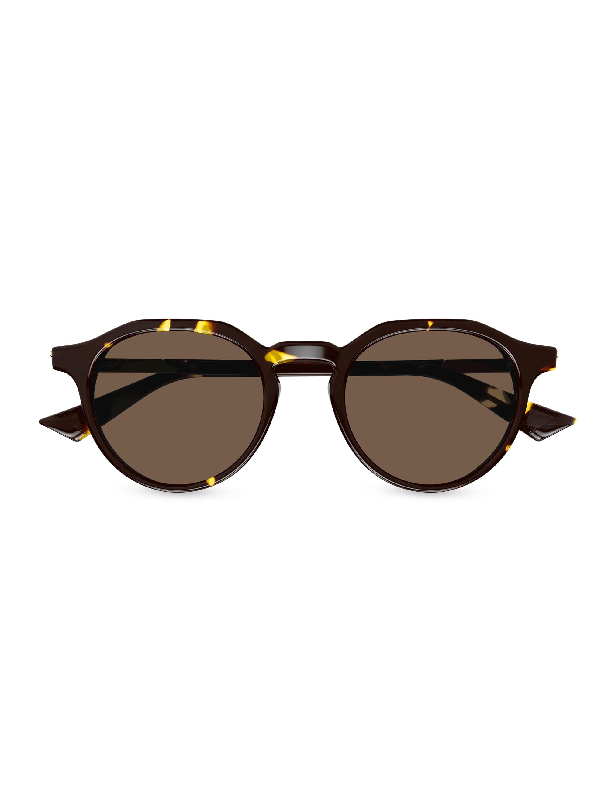 Bottega Veneta Men's Combi Panthos 49MM Round Sunglasses - Havana