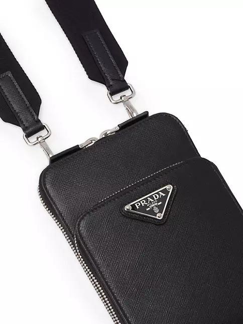 Prada Re-nylon And Saffiano Leather Smartphone Case In Chalk White