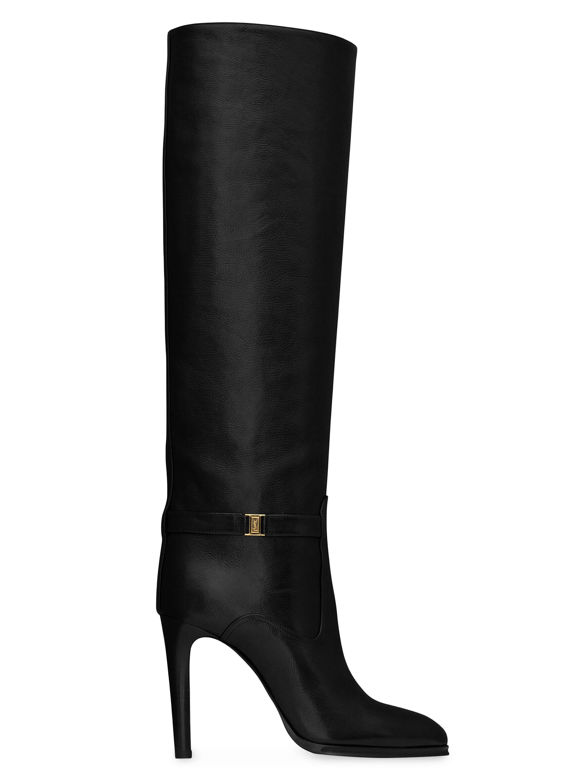 Saint Laurent Women's Diane Boots In Grained Leather - Black