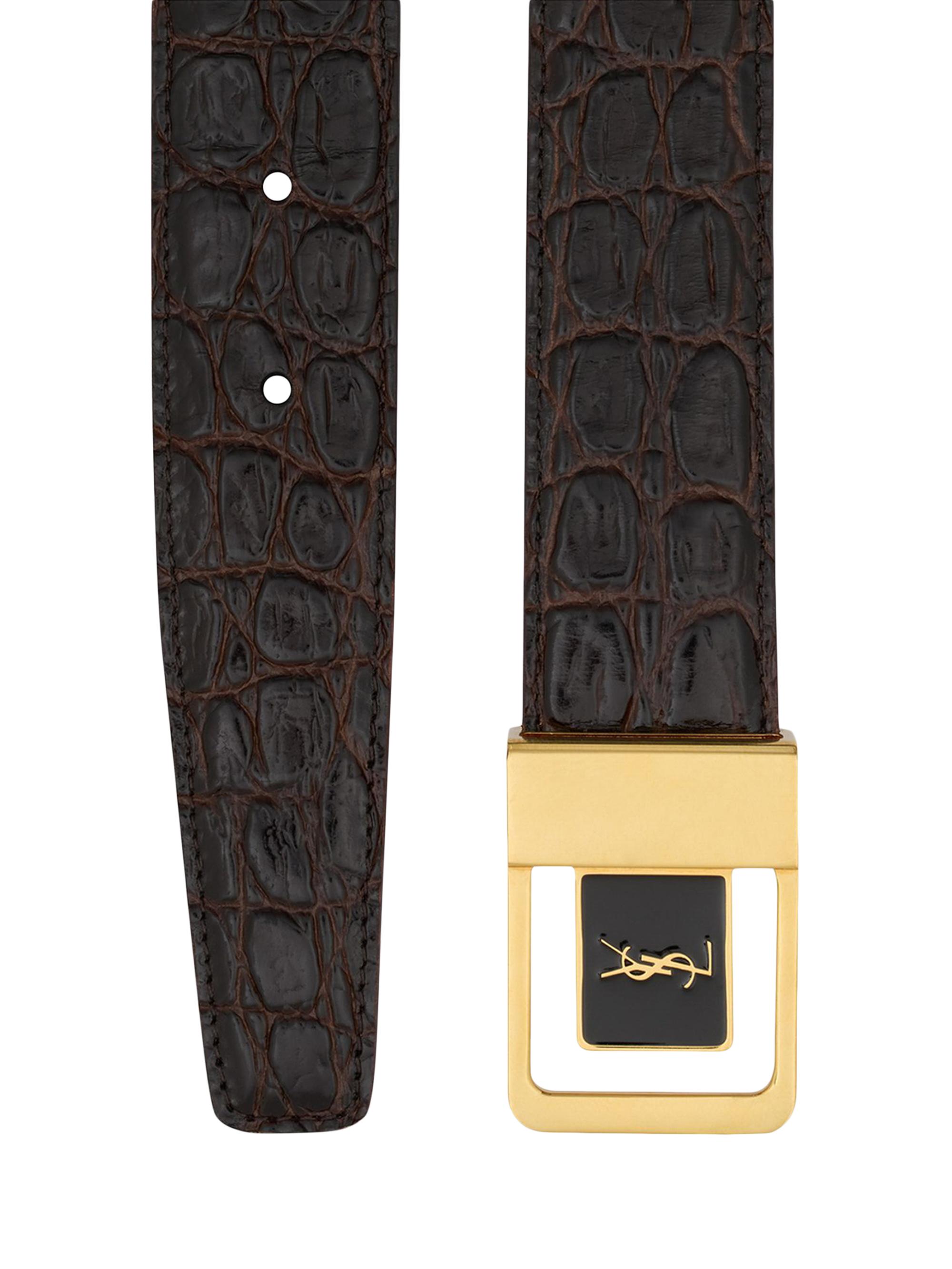 Saint Laurent Buckle Belt In Crocodile Embossed Leather | Saks