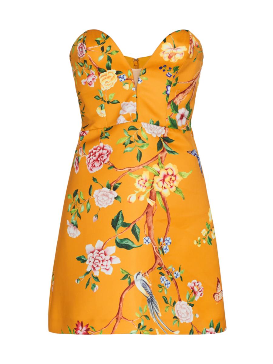 MARCHESA NOTTE Floral-appliquéd embroidered tulle midi dress
