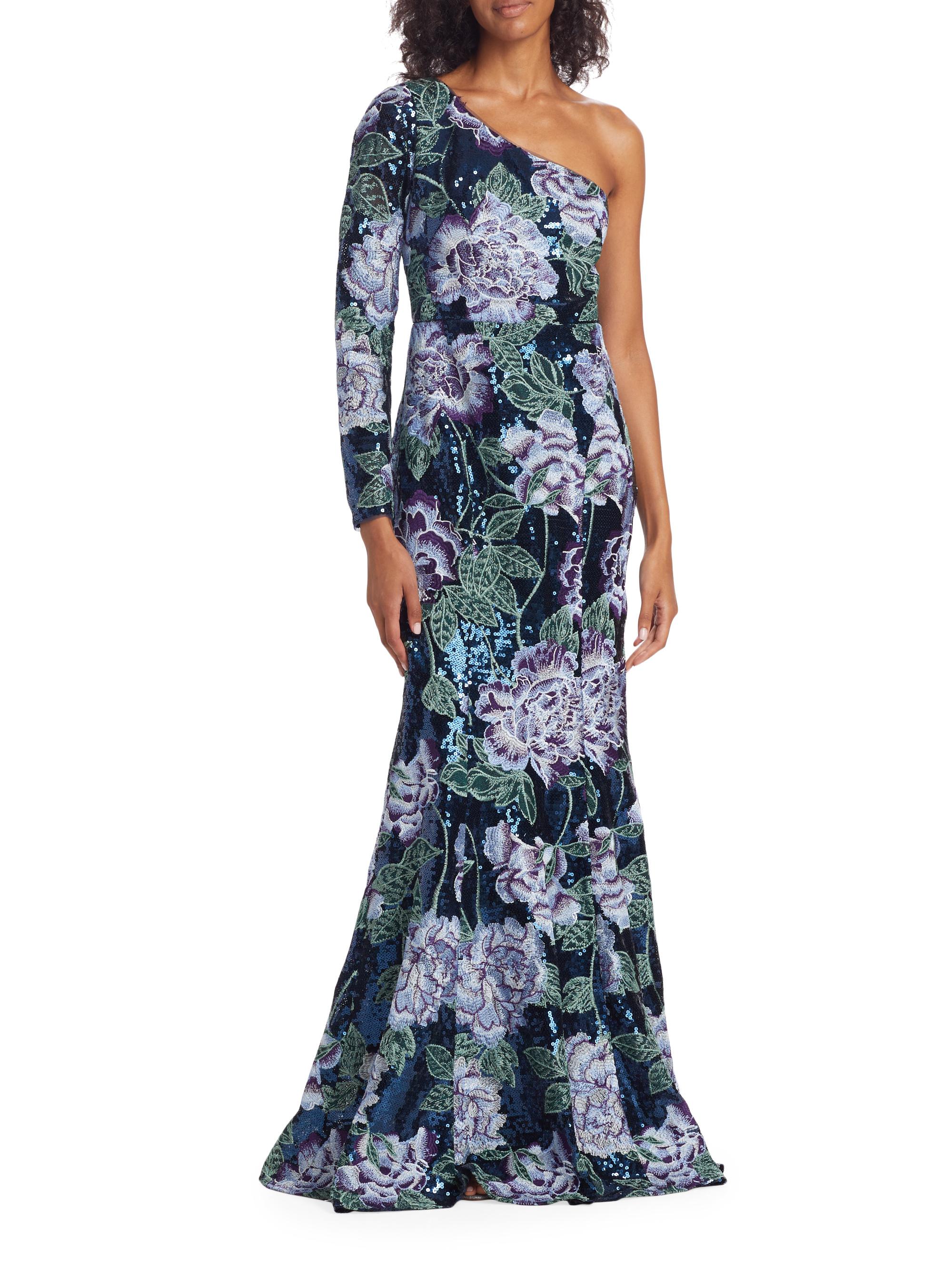 みさみさ様Marchesa Notte 花柄オフショルダー ロングドレス2サイズ Floral Sequin Sheath by Marchesa Notte | Rent the Runway