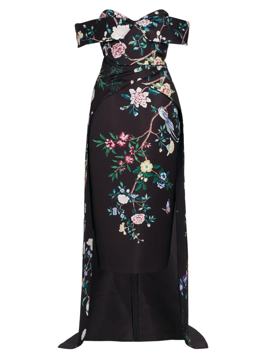 Marchesa Notte*ラグジュアリー*ビーズ*クリスタル*サテンドレス Marchesa Notte Paradise-Print Duchesse Satin Gown | Saks