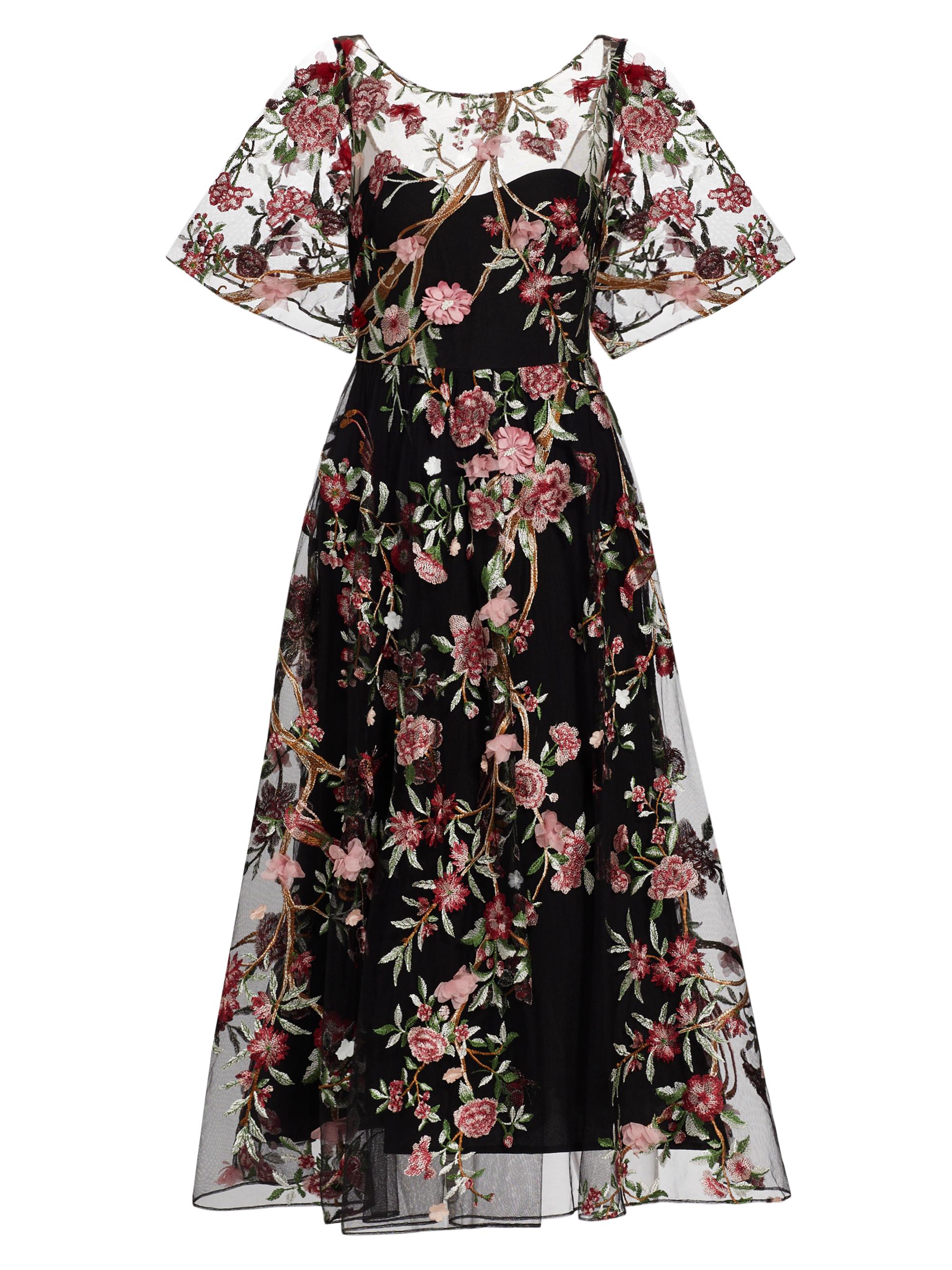 MARCHESA NOTTE フラワードレス Marchesa Notte Floral-Embroidered Tulle Cocktail Dress | Saks