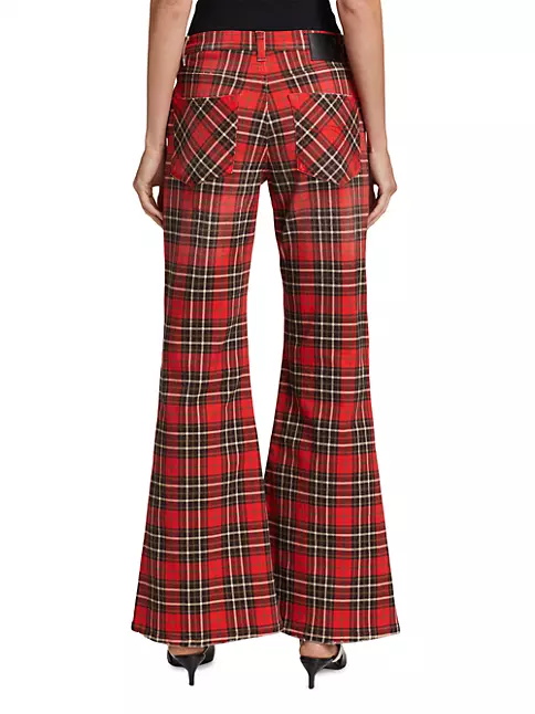 Shop R13 Janet Relaxed Flair Plaid Stretch Jeans | Saks Fifth Avenue