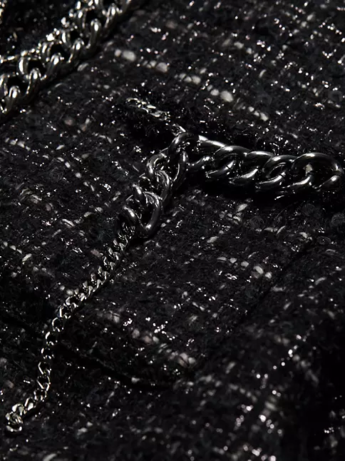 R13 Women's Square Shoulder Tweed Jacket - Black - Size Medium