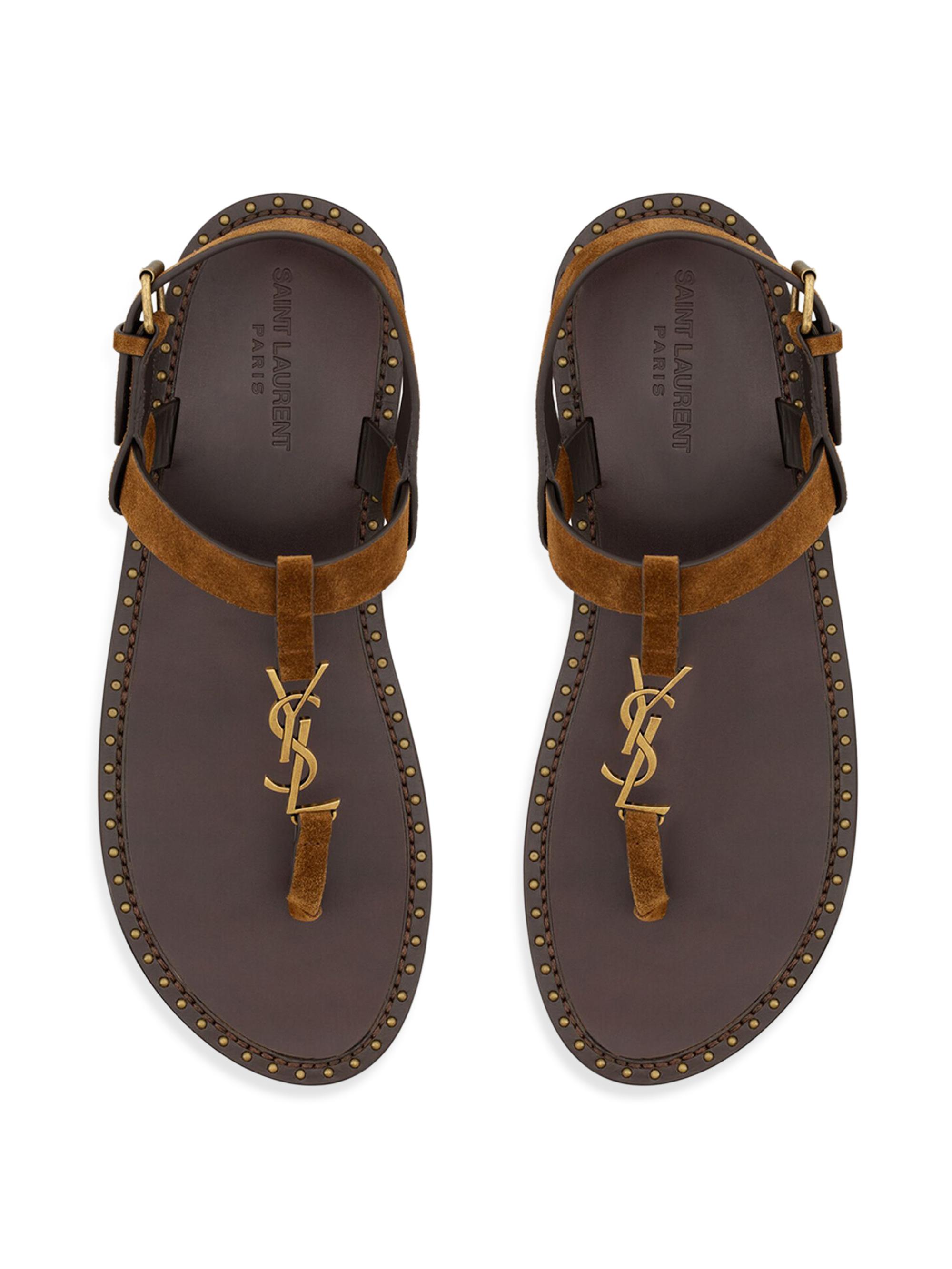 Saint Laurent Cassandre Sandals In Suede | Saks Fifth Avenue