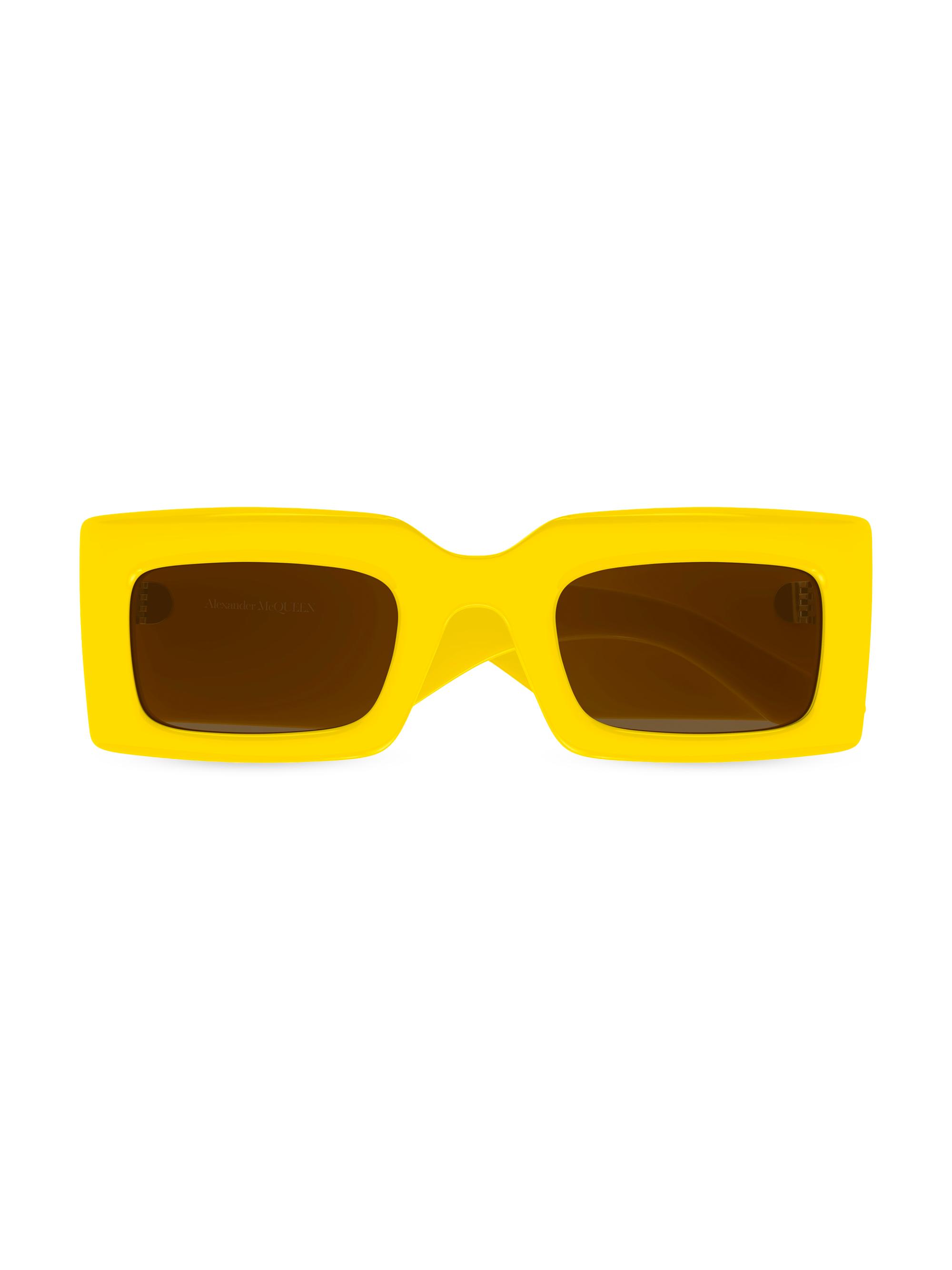 McQueen Women's 50MM Rectangular Sunglasses - Yellow