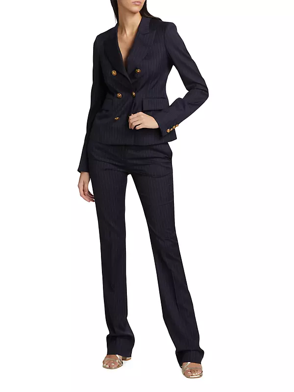 Le Suit Women's Petite Pinstriped Pants Suit Navy Size 12P