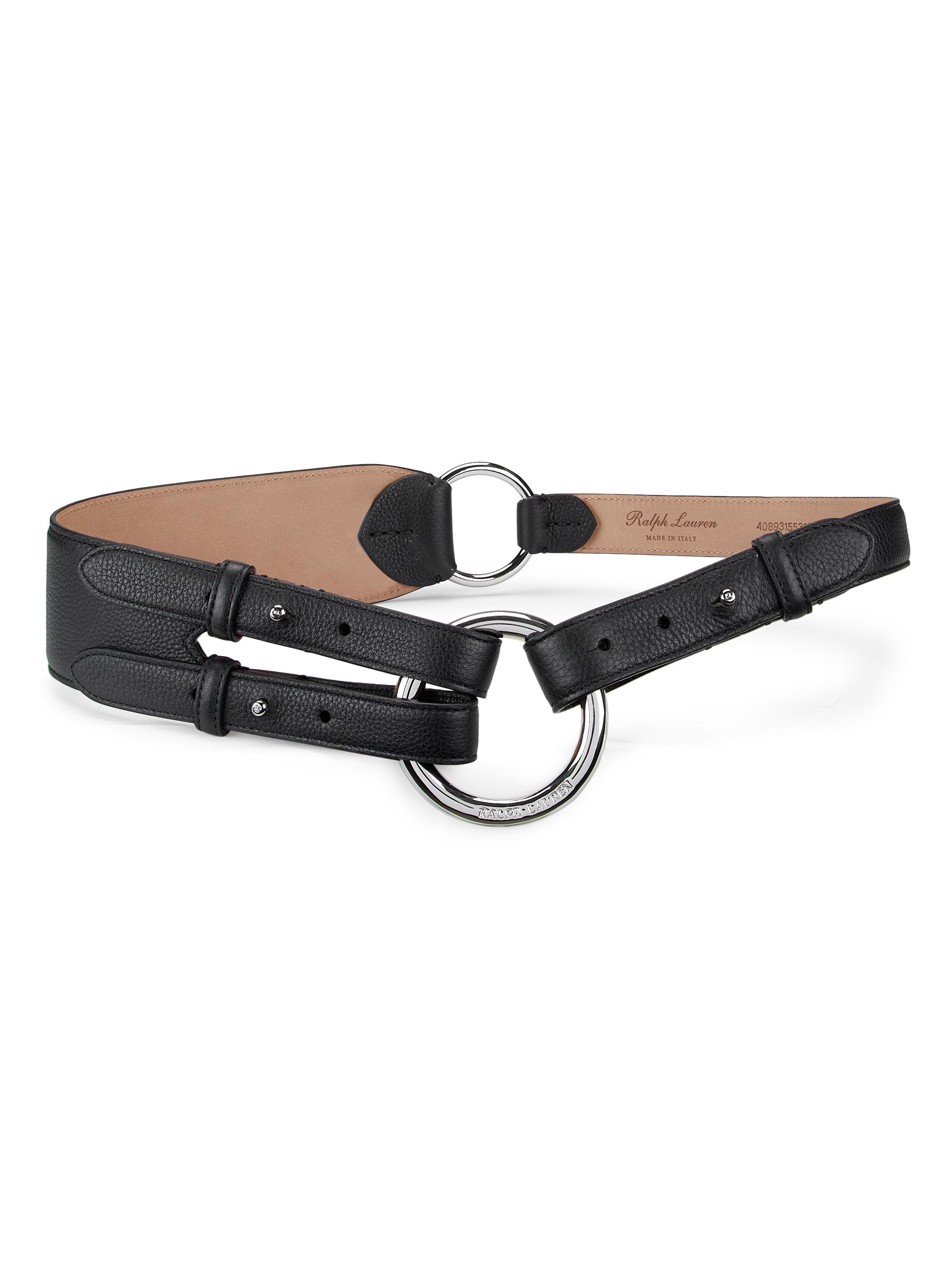 Ralph Lauren Collection Women's Leather Tri-Strap Saddle Belt - Black