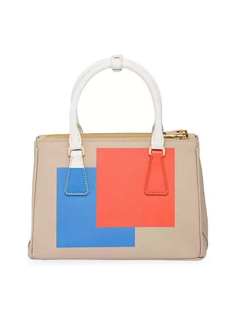 Desert/white Small Prada Galleria Saffiano Special Edition Bag