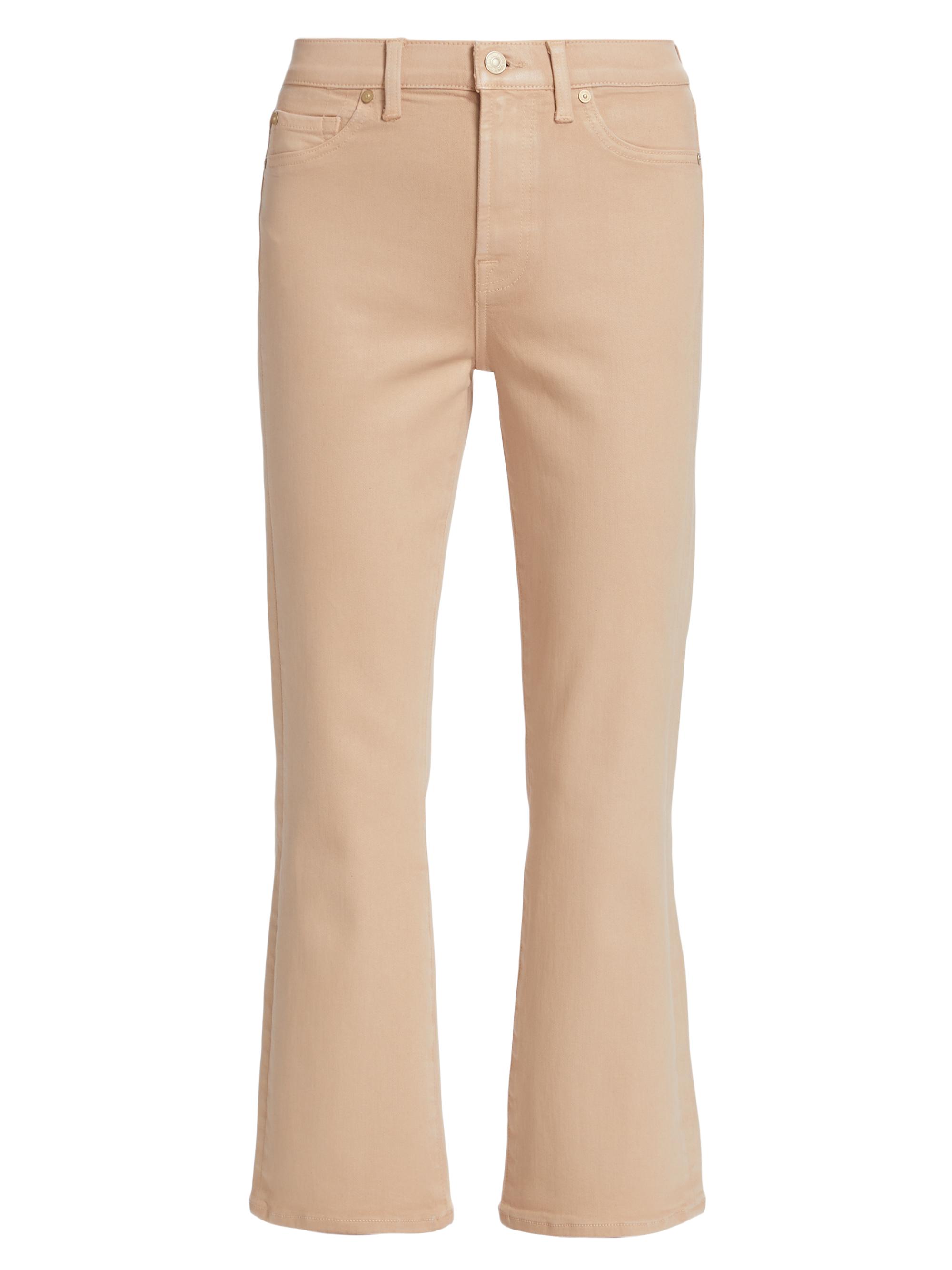 7 For All Mankind Women's Coated High-Rise Slim Kick Pants - Caramel Coated