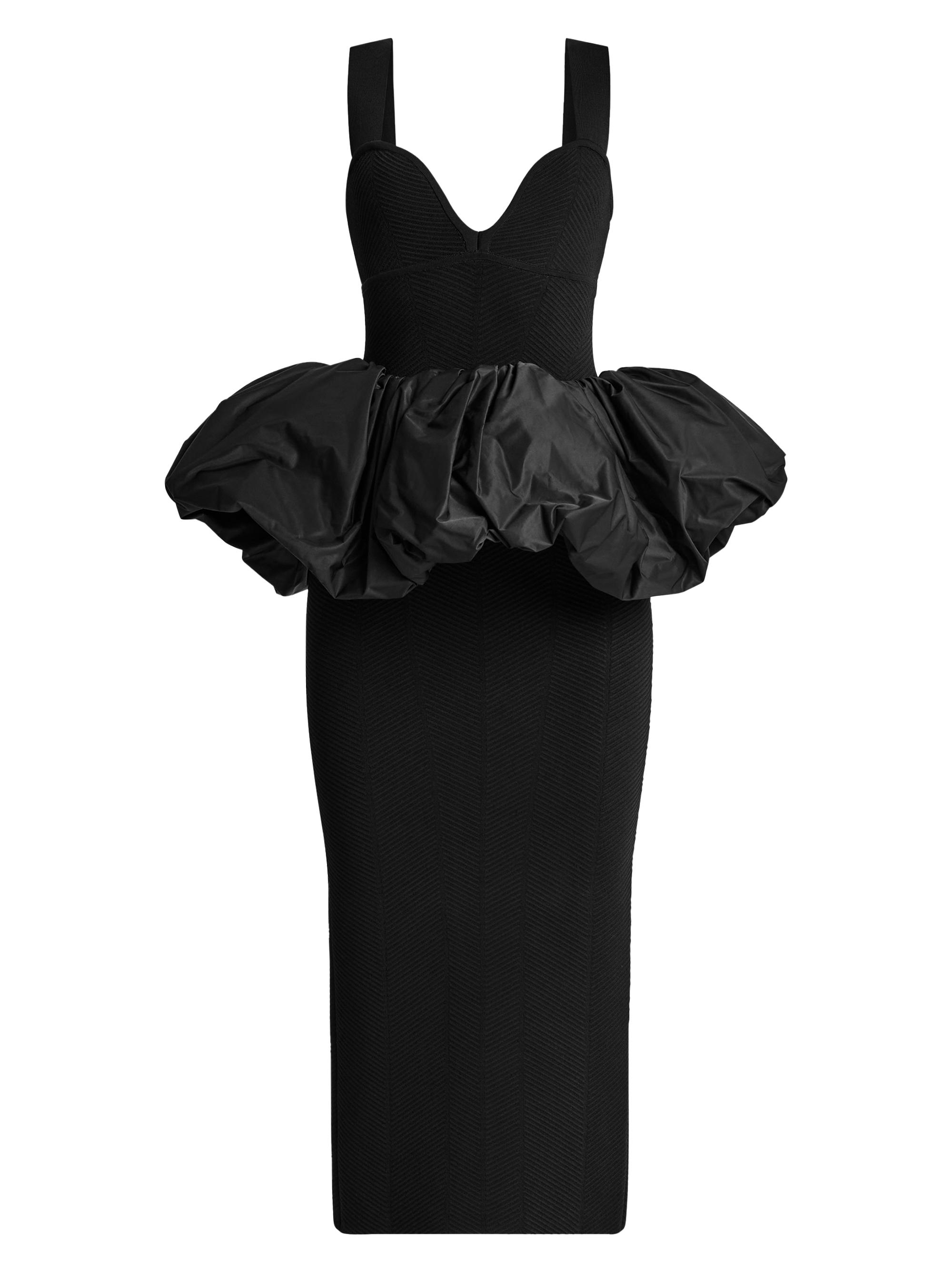 herve leger peplum dress Hervé Léger Puff-Peplum Midi-Dress