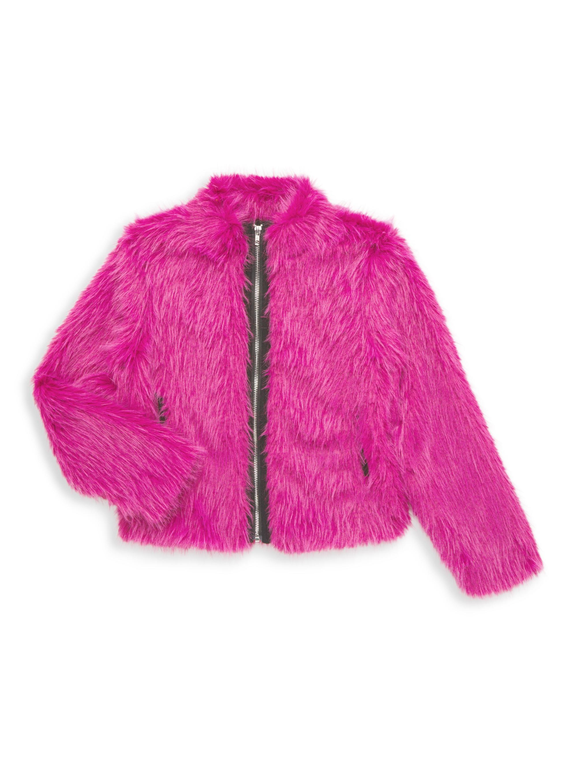 Mia New York Girl's Faux Fur Jacket - Berry | Thumbnail 4