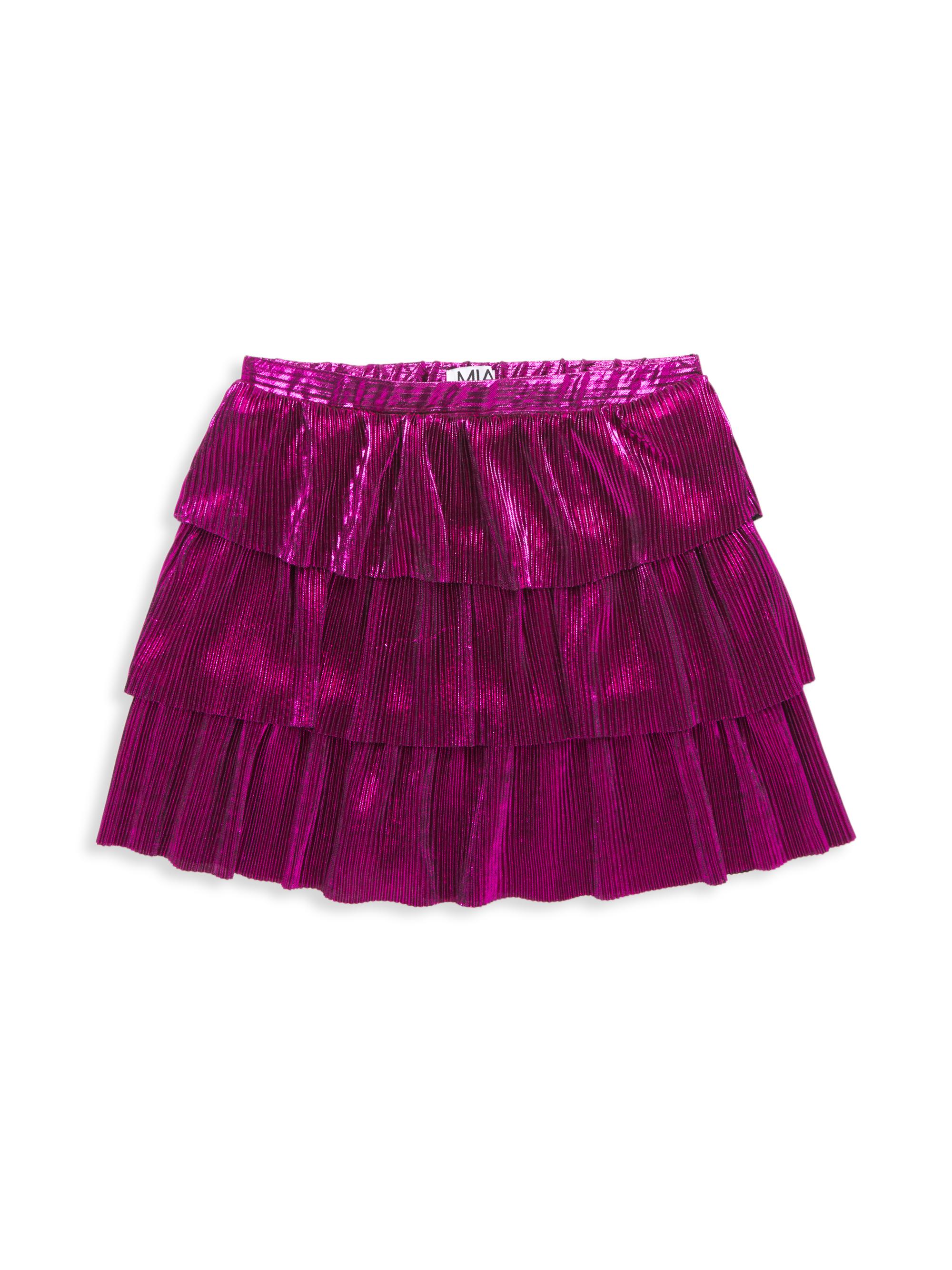 Mia New York Girl's Metallic Pleated Skirt - Berry