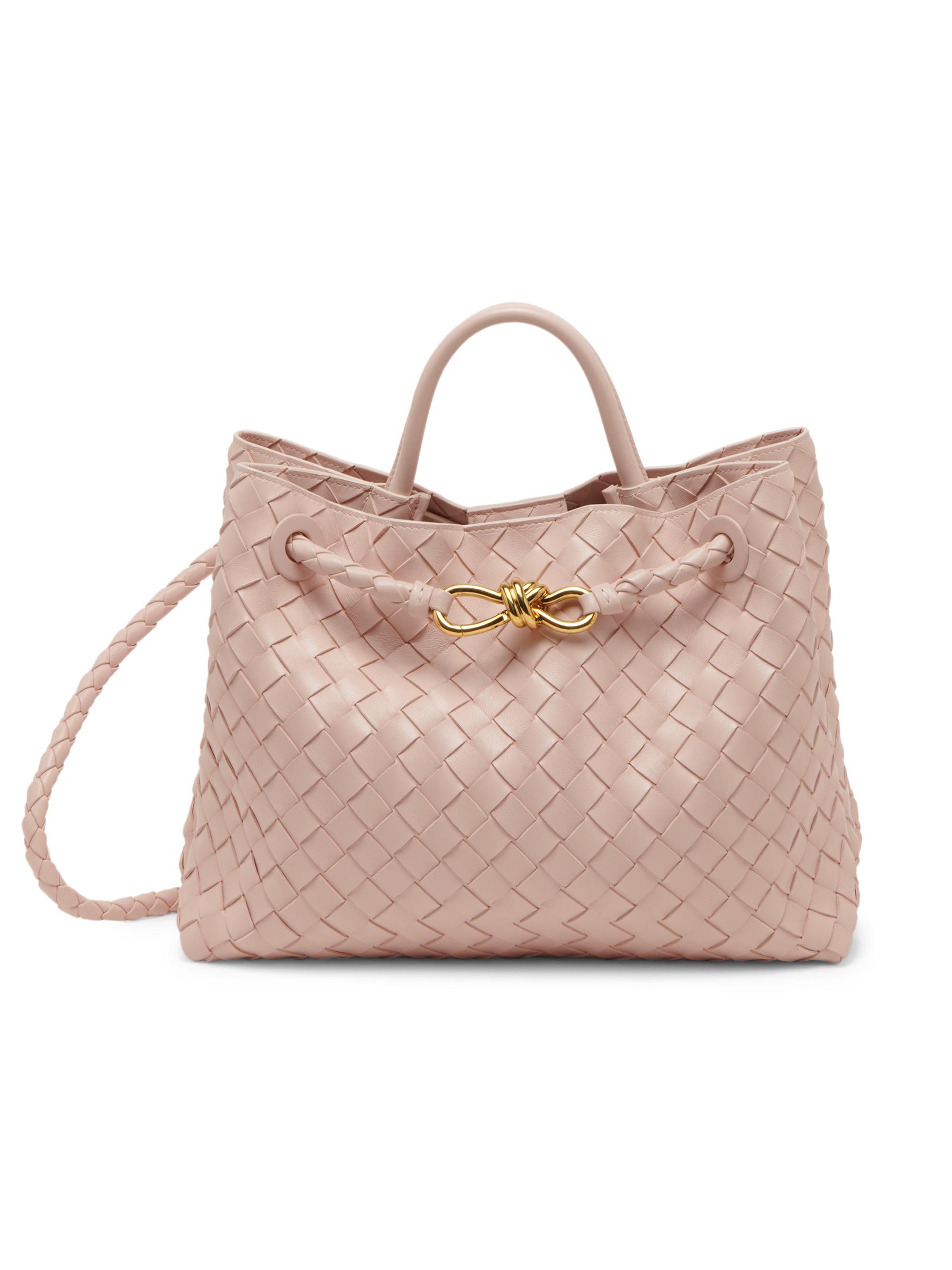 Bottega Veneta Women's Andiamo  Intrecciato Leather Top-Handle Bag - Cameo