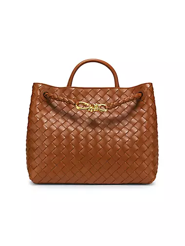 Medium Andiamo Intrecciato Leather Top-Handle Bag