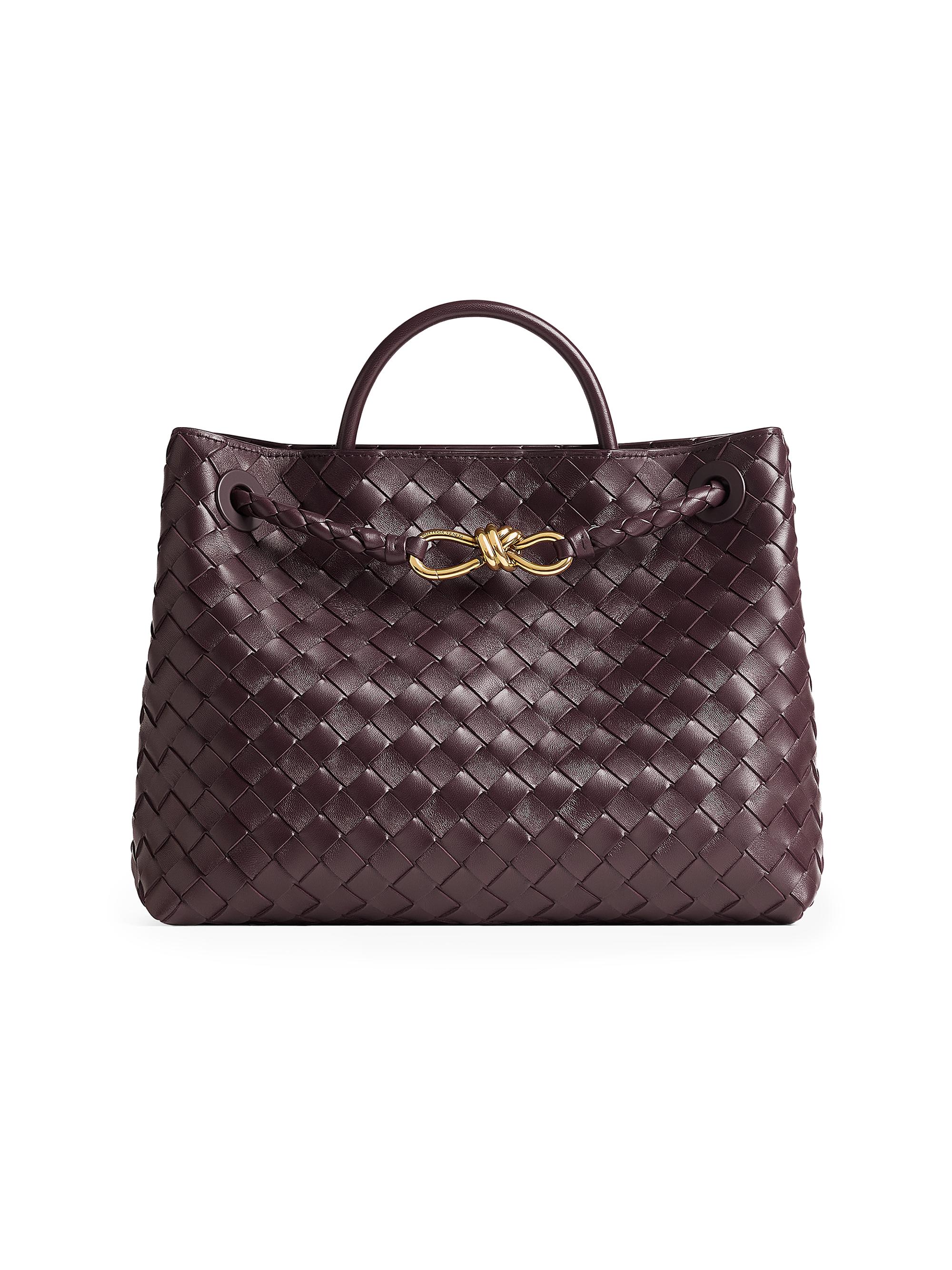 Bottega Veneta Women's Andiamo  Intrecciato Leather Top-Handle Bag - Dark Barolo