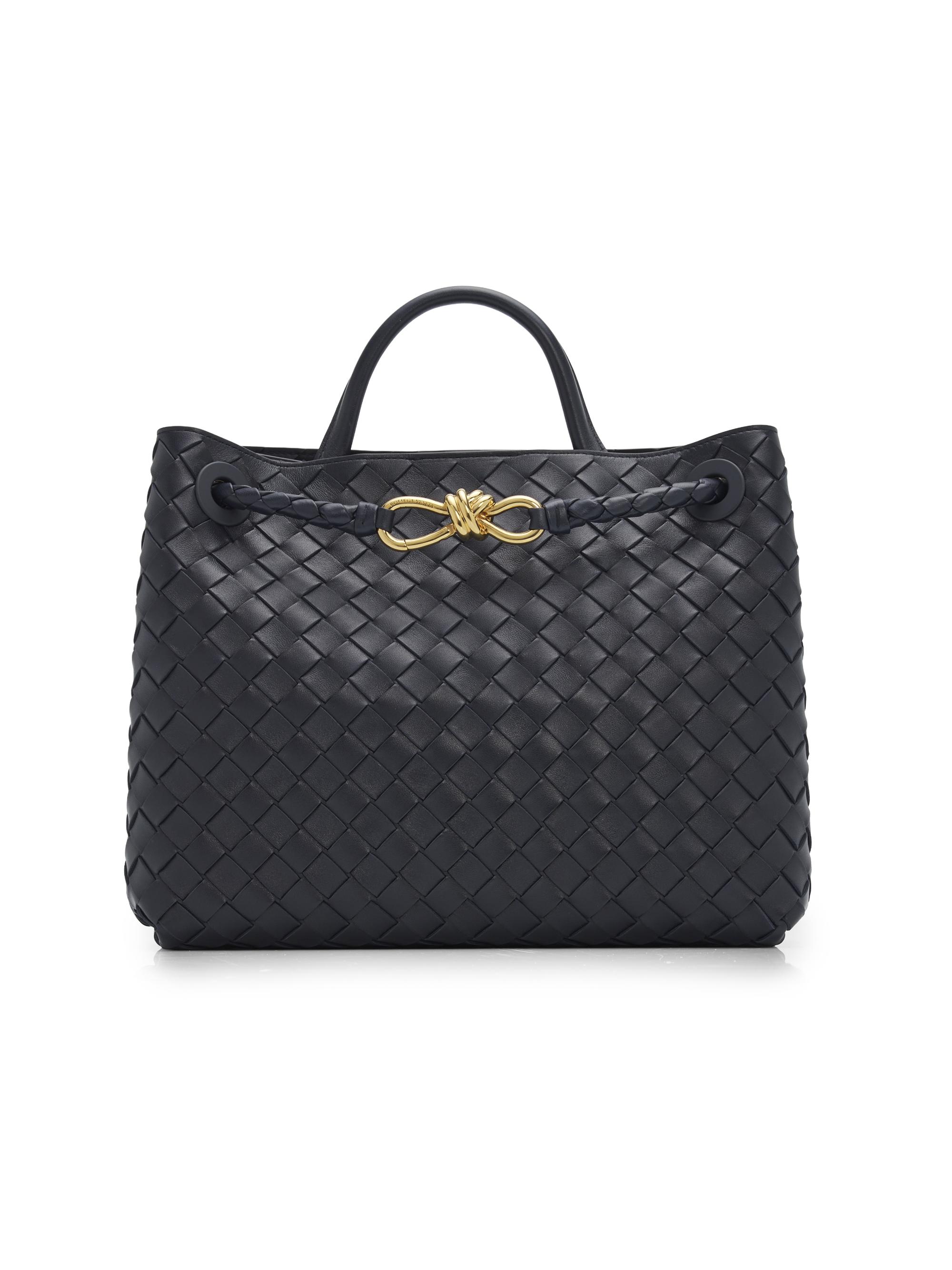Bottega Veneta Women's Andiamo  Intrecciato Leather Top-Handle Bag - Midnight