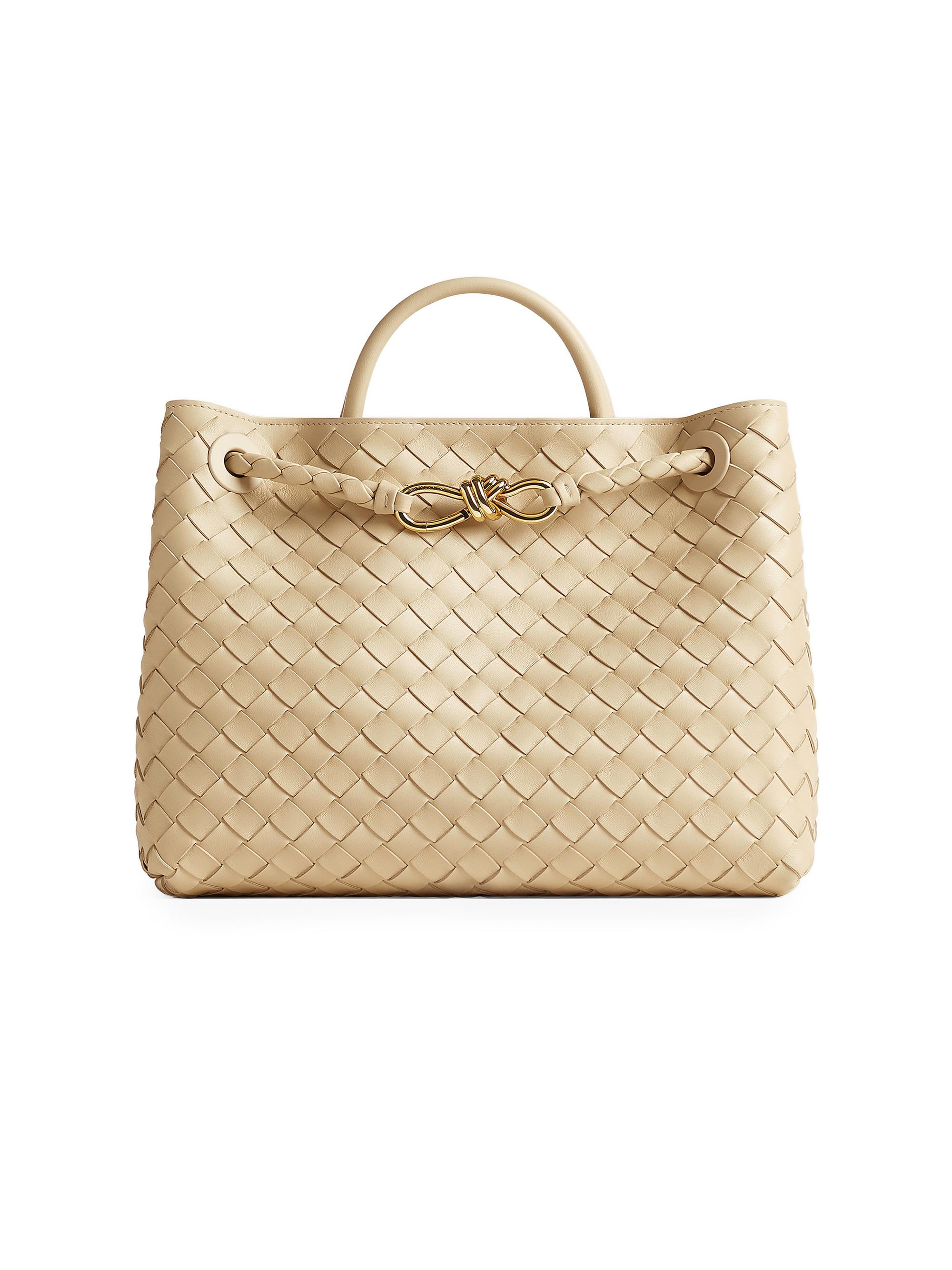 Bottega Veneta Women's Andiamo  Intrecciato Leather Top-Handle Bag - Tufo Muse Brass