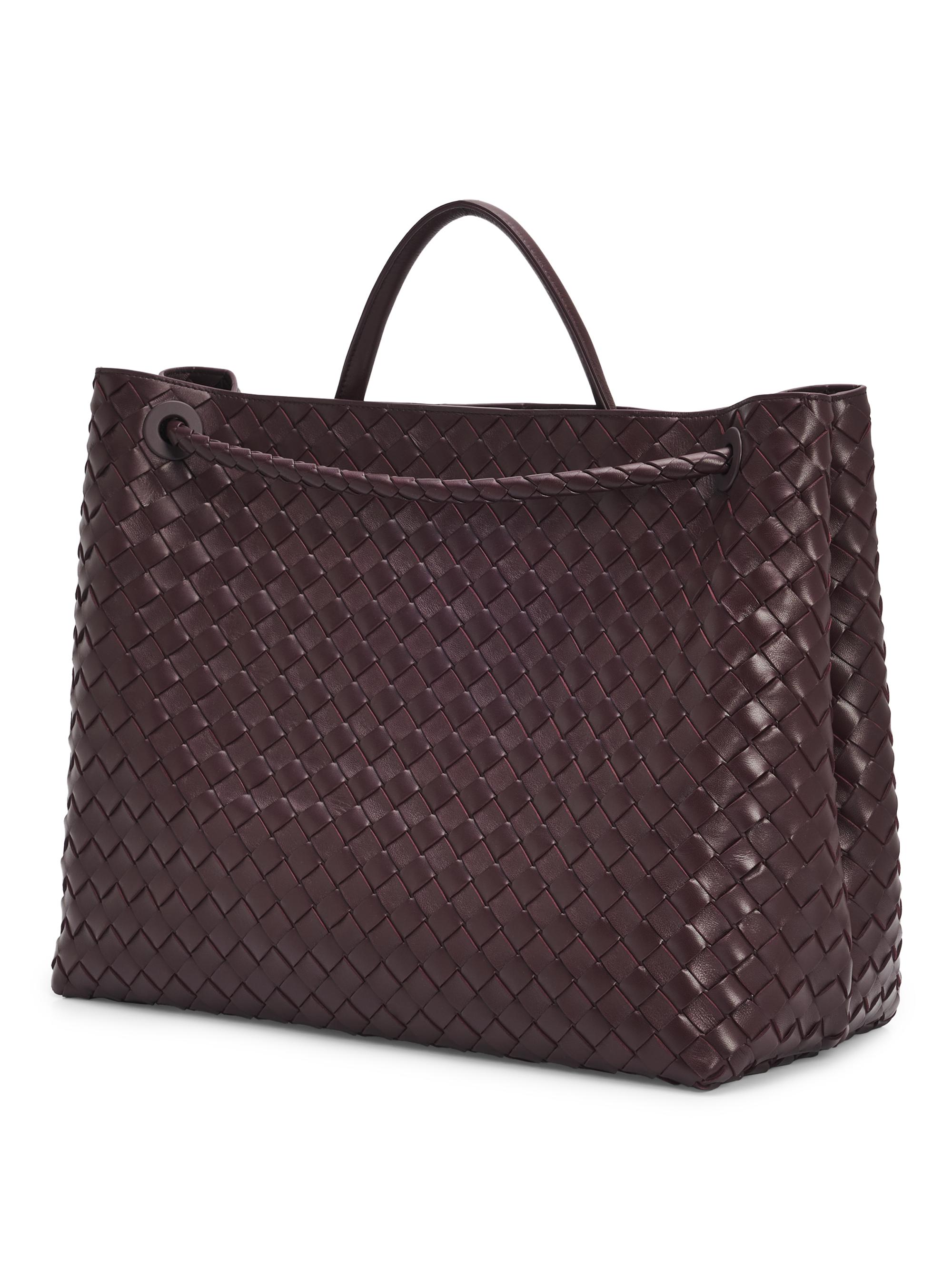 BOTTEGA VENETA ダークブラウン トートバッグ Bottega Veneta Large Andiamo Intrecciato Leather Top-Handle Bag